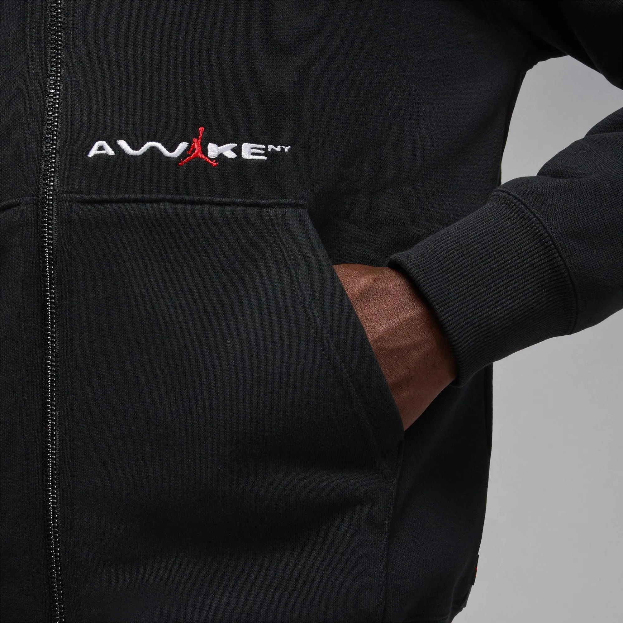 Durable Reinforcements AWAKE NY X JORDAN FULL-ZIP HOODIE "BORO" - BLACK