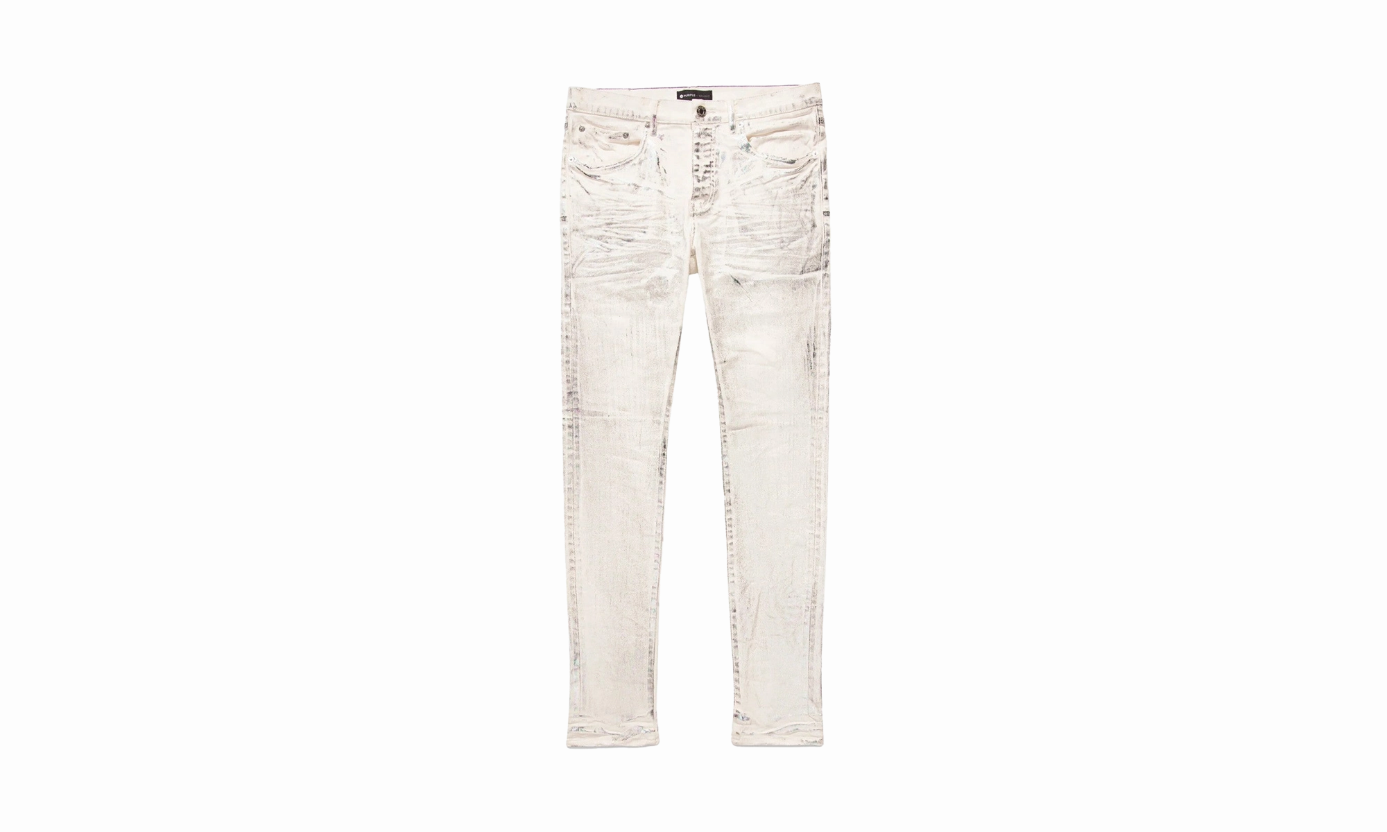 Chic Simplicity Style Focus X Ray Iridescent Wave Foil Jeans Mens Style "White"