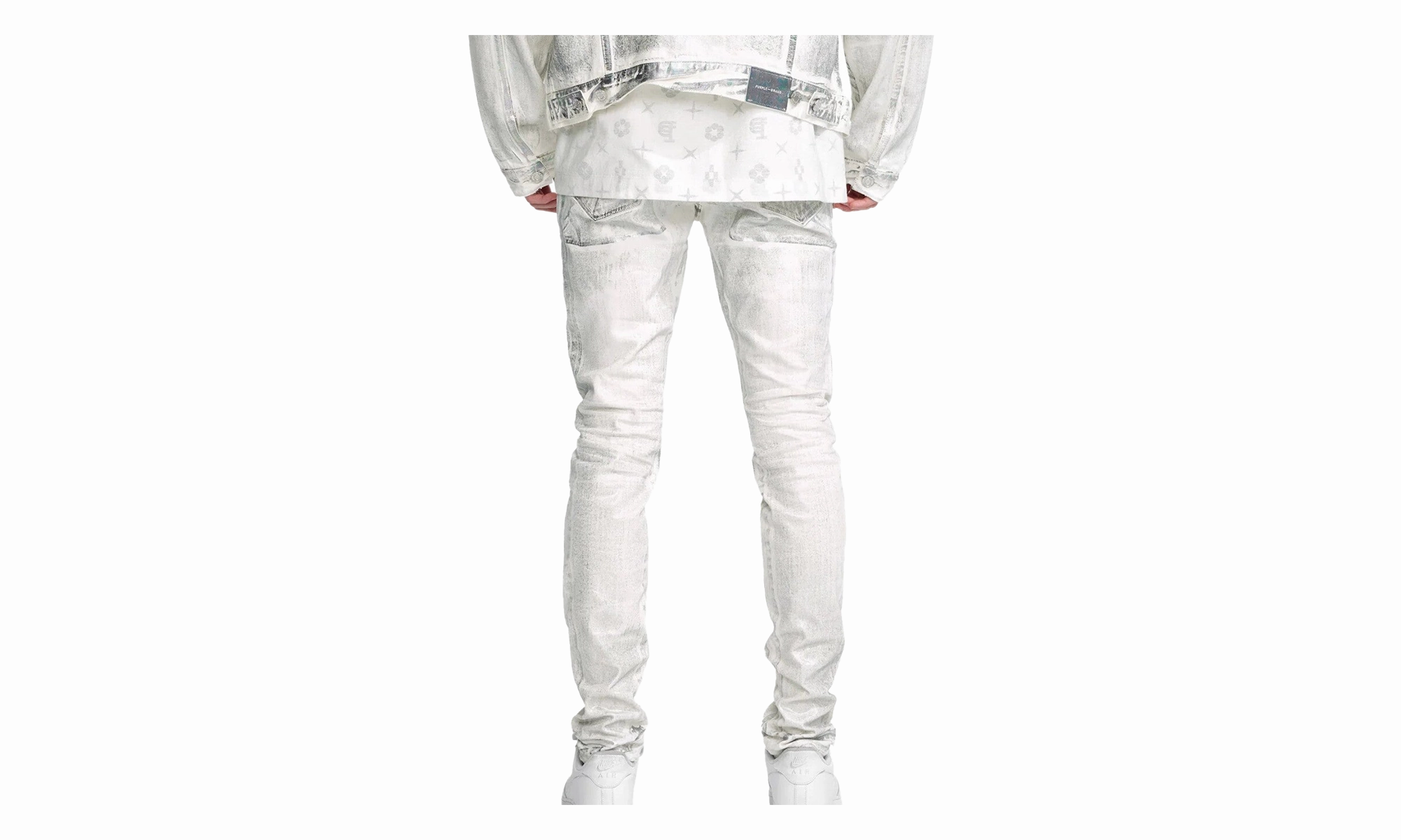 X Ray Iridescent Wave Foil Jeans Mens Style "White" Night Out Neutral Textured