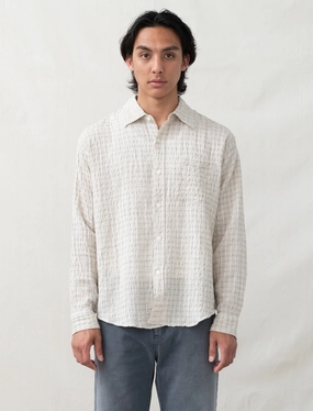 Executive Shirt (Beige Structure Check) Non Chafe Armholes Metallic Fiber Blend
