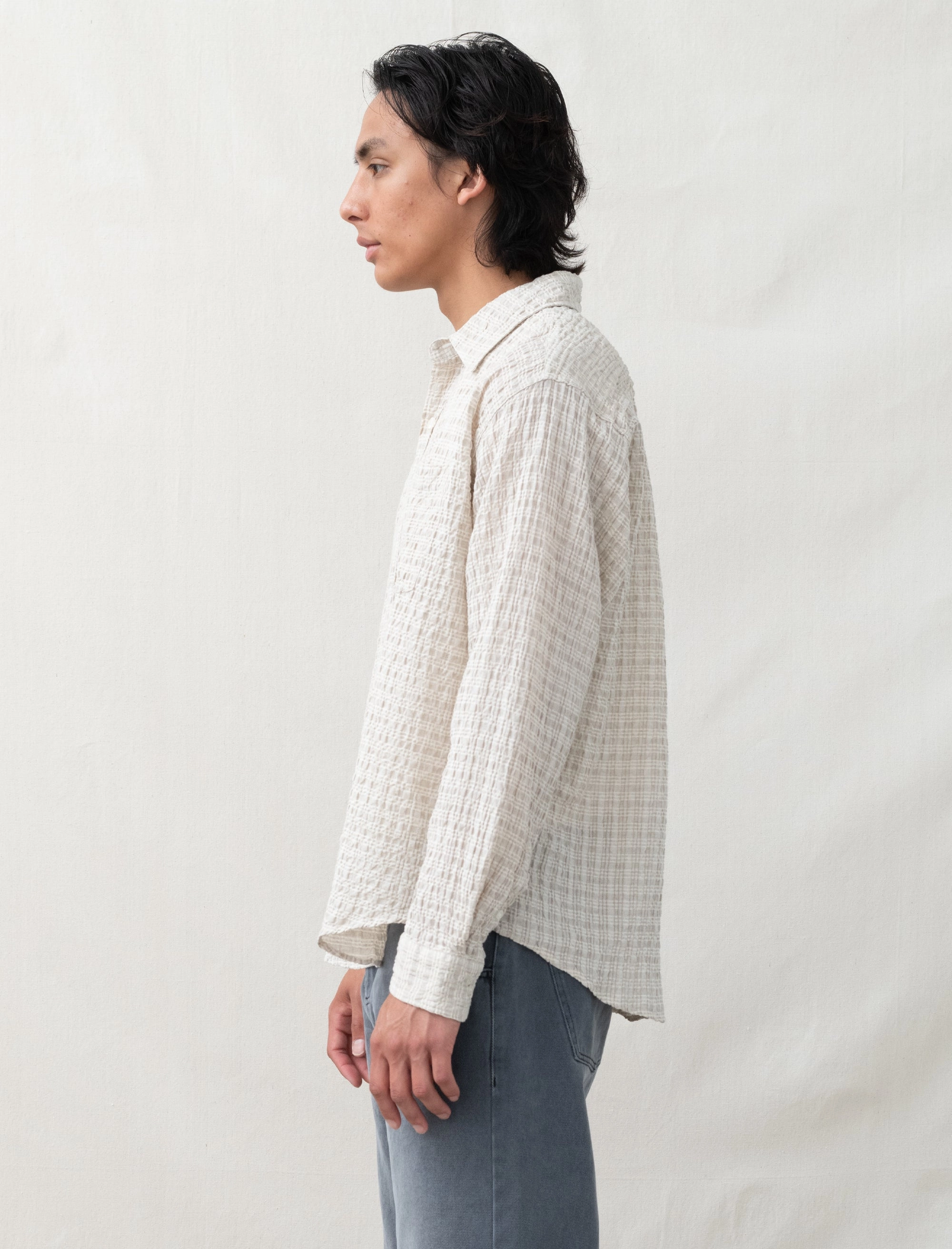 Wrinkle resistant fabric Executive Shirt (Beige Structure Check)
