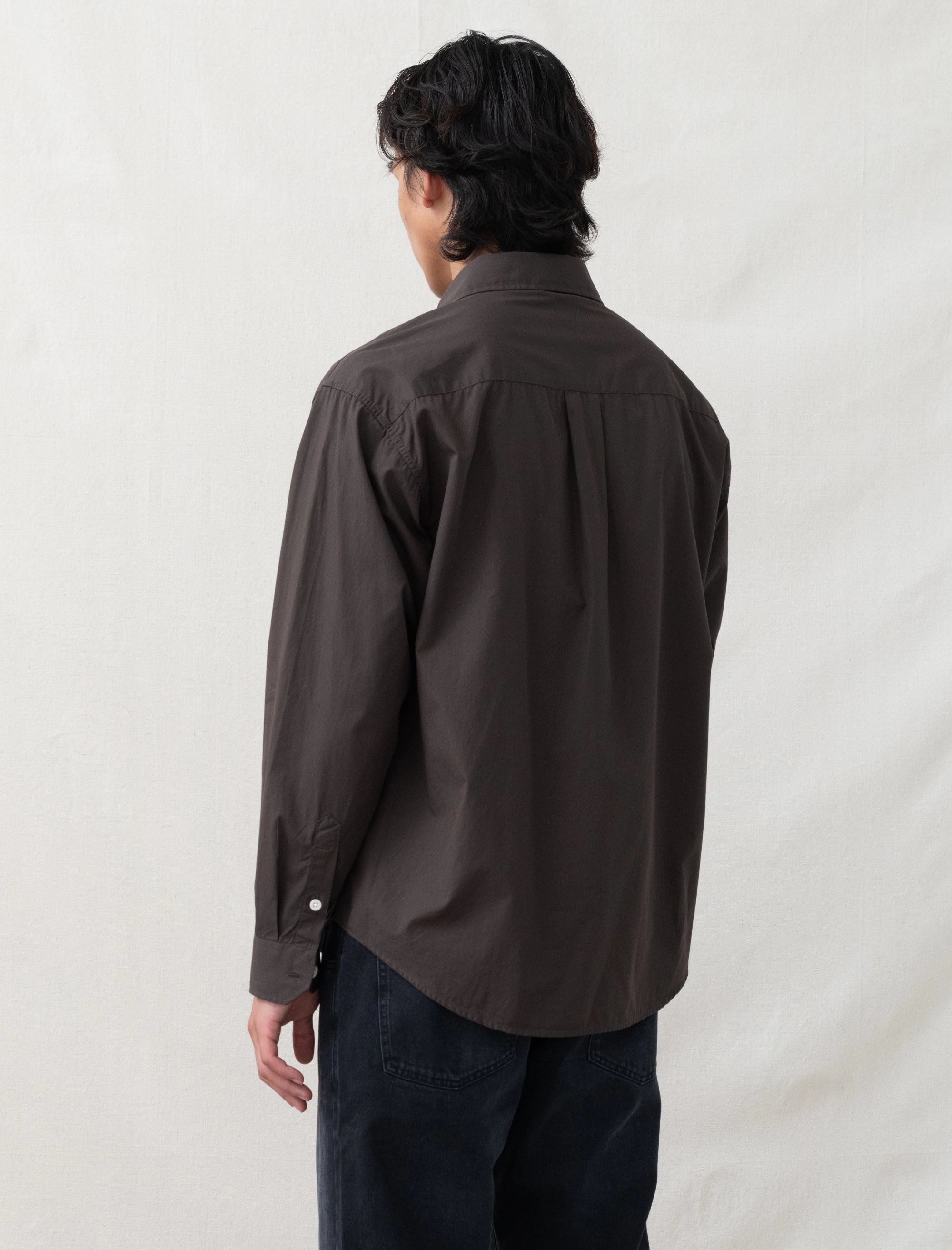 Executive Shirt (Washed Brown) Classic Crew Neck AdjustableCuffs