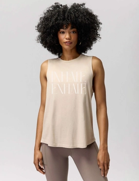 Exhale Jade Muscle Tank - Sandstone Breathable mesh