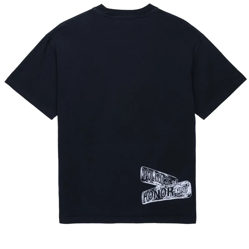 Honor The Gift x Politics Rally Time Tee - Faded Black Breathable Mesh Panels