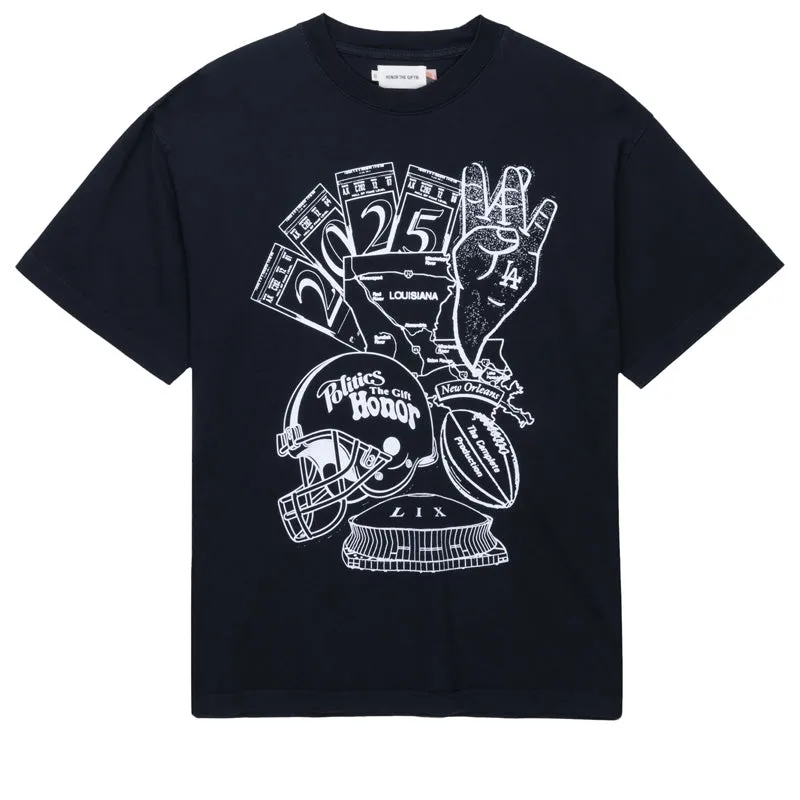 lounge pants silhouette Breathable Honor The Gift x Politics Rally Time Tee - Faded Black