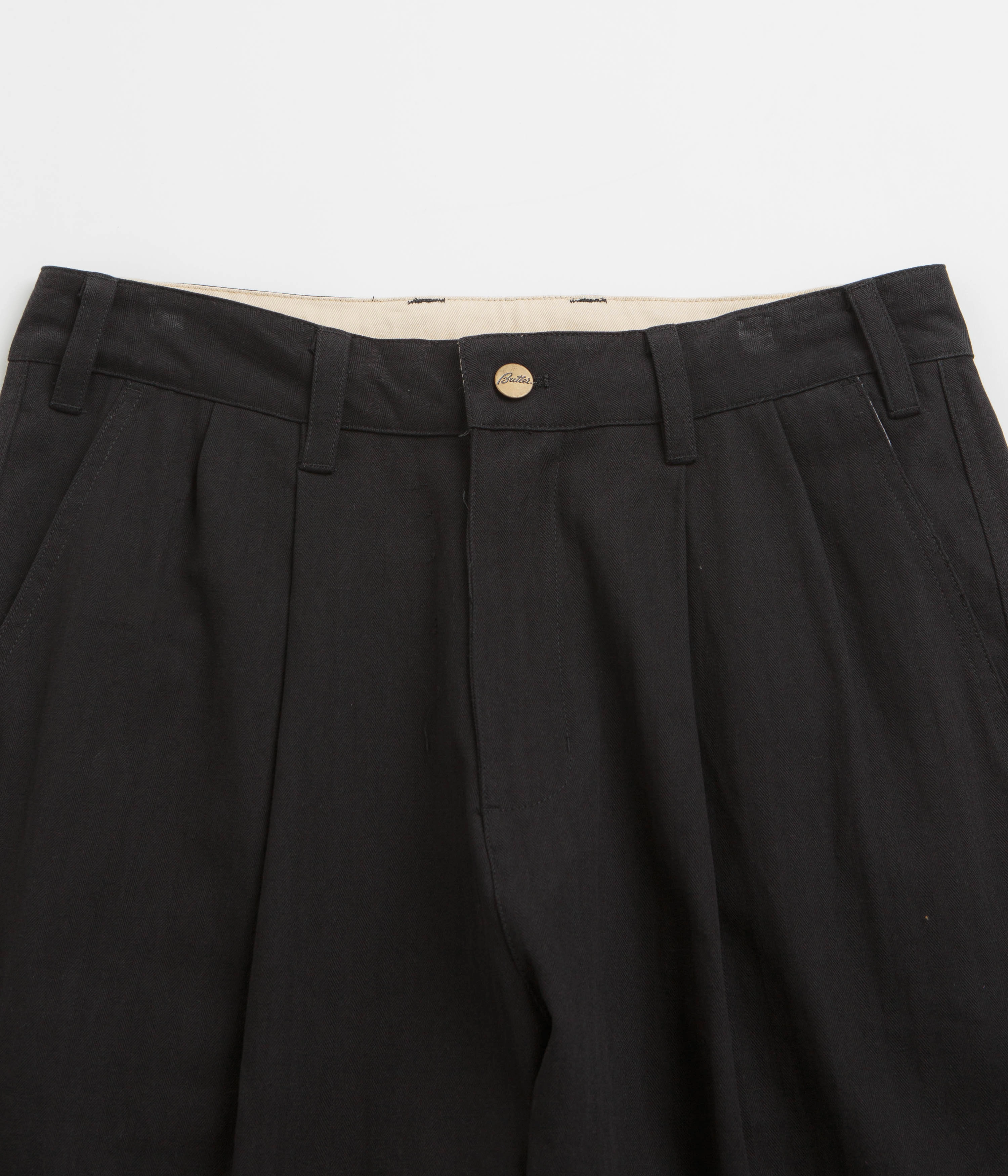 Butter Goods Pleated Trousers - Black Slim Design Outfit Staple