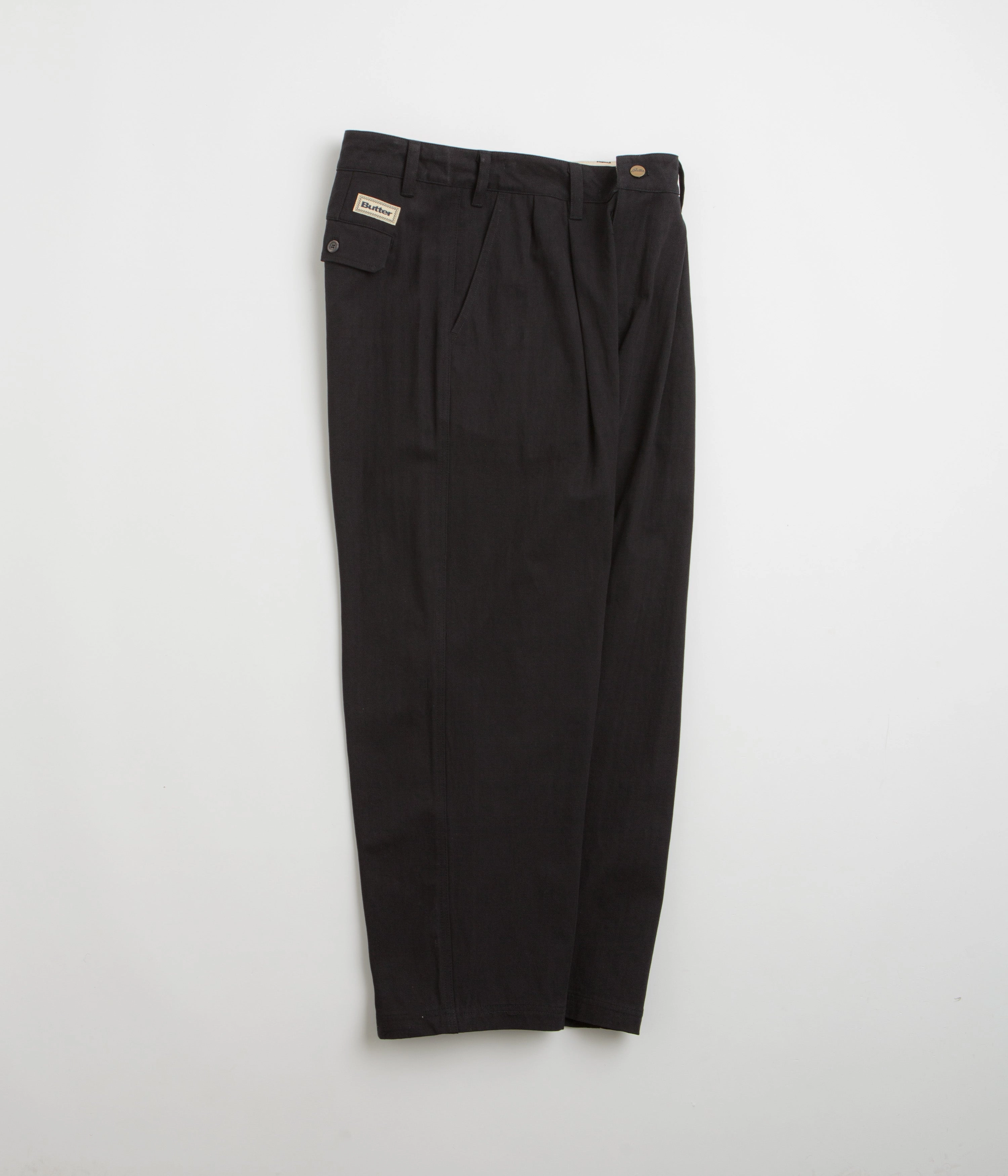 Butter Goods Pleated Trousers - Black LightweightInsulation Flattering Waist