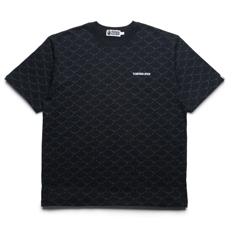 A Bathing Ape College Monogram Logo Tee - Black Patterned