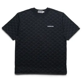A Bathing Ape College Monogram Logo Tee - Black Patterned