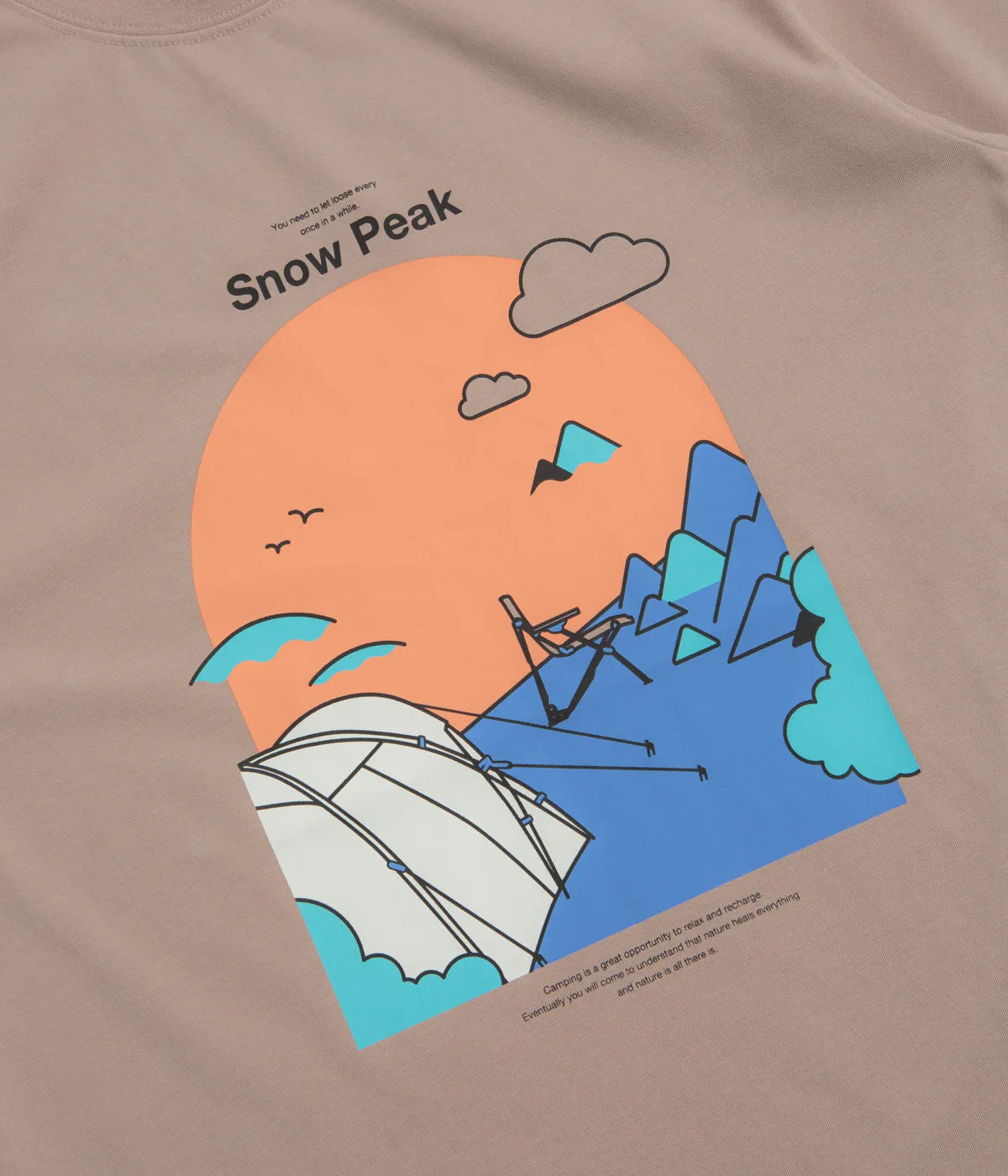 Wrinkle-Resistant Snow Peak Camping Graphic T-Shirt - Beige