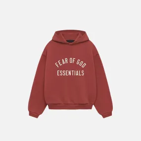 KIDS ESSENTIALS FLEECE HOODIE - CRIMSON Model Edge