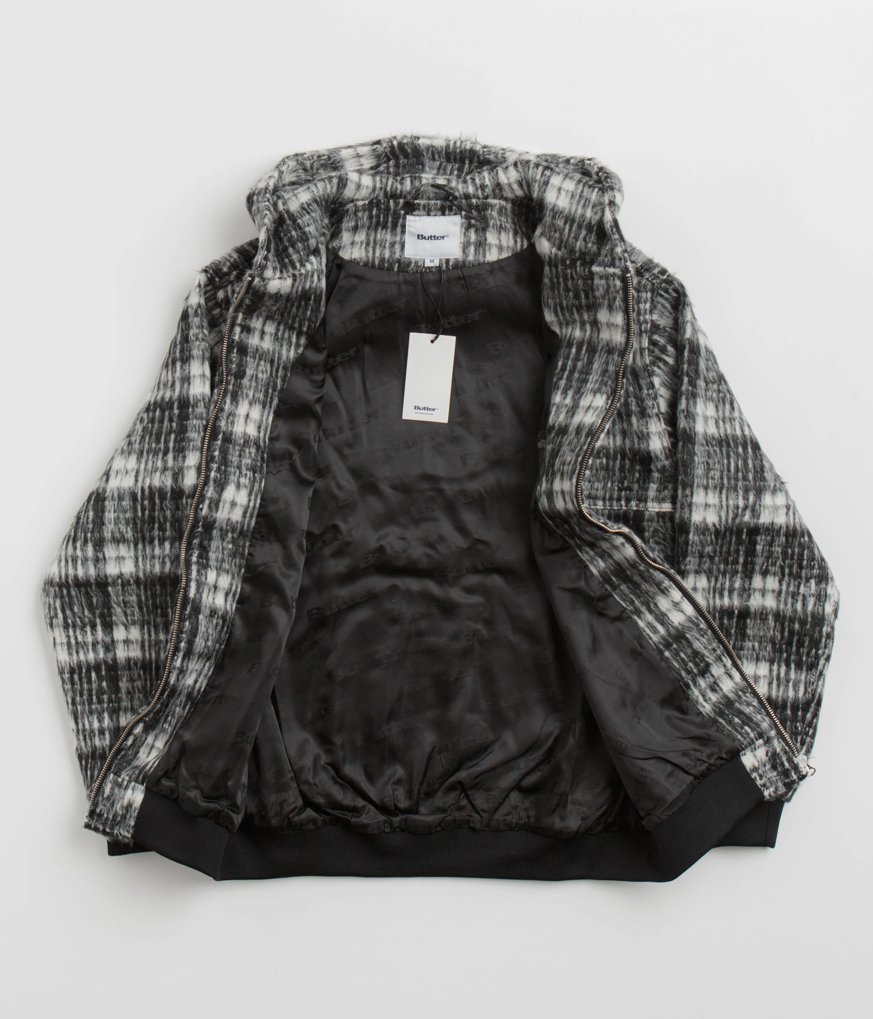 foldable Odor Resistant Treatment Butter Goods Heavy Plaid Work Jacket - Black / White