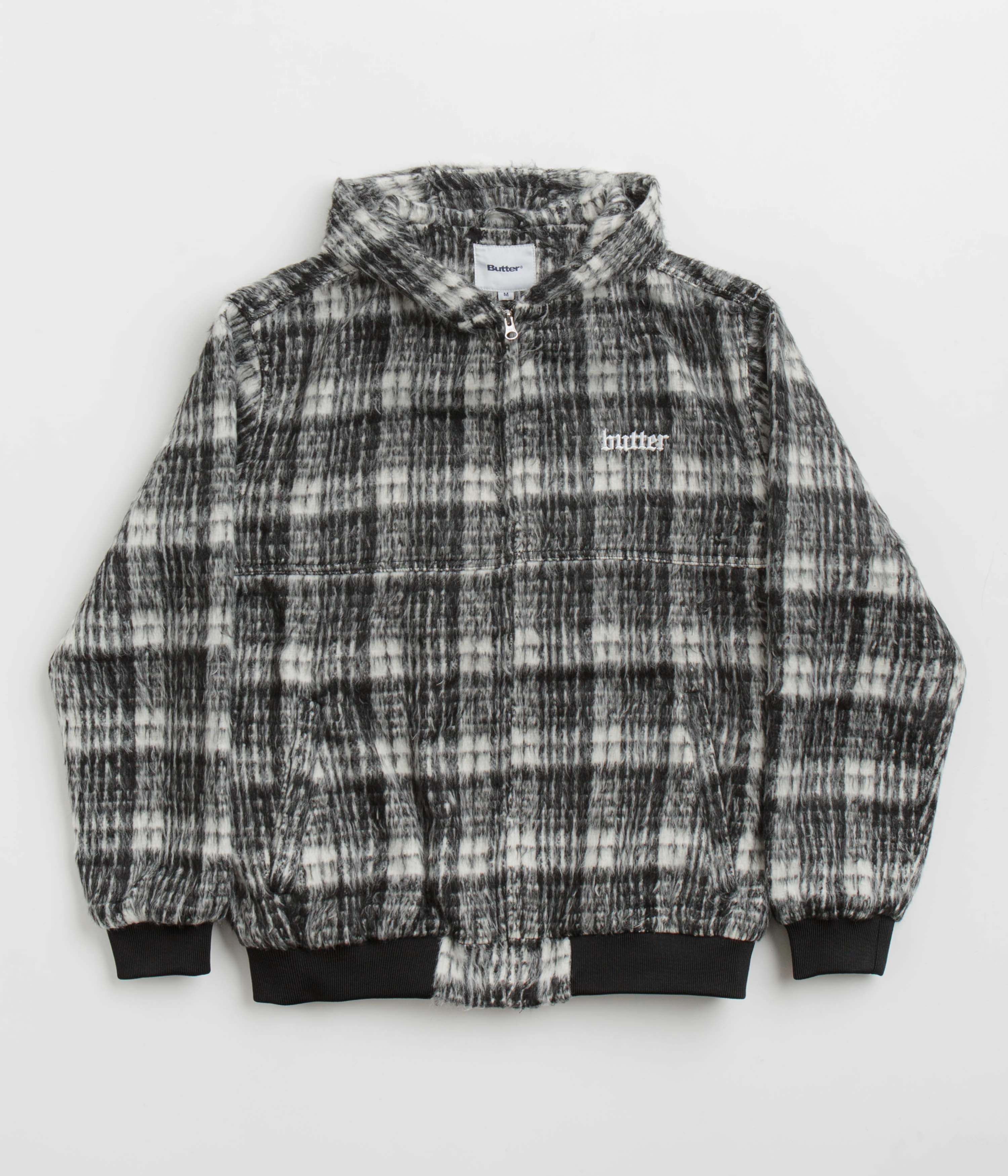Streetwear Style Butter Goods Heavy Plaid Work Jacket - Black / White