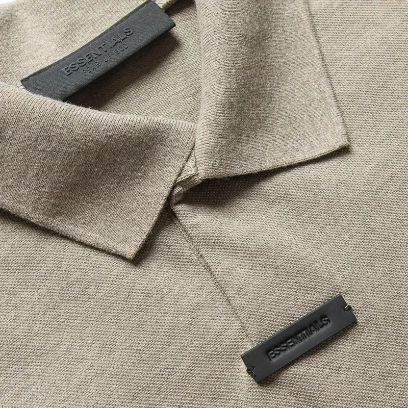 Fear Of God Essentials Pique Polo - Heather Gray Social Meetup Checkered Style
