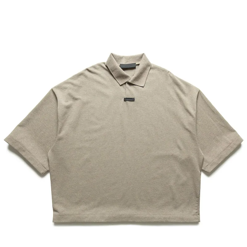 Fear Of God Essentials Pique Polo - Heather Gray Checkered Style vacation wear