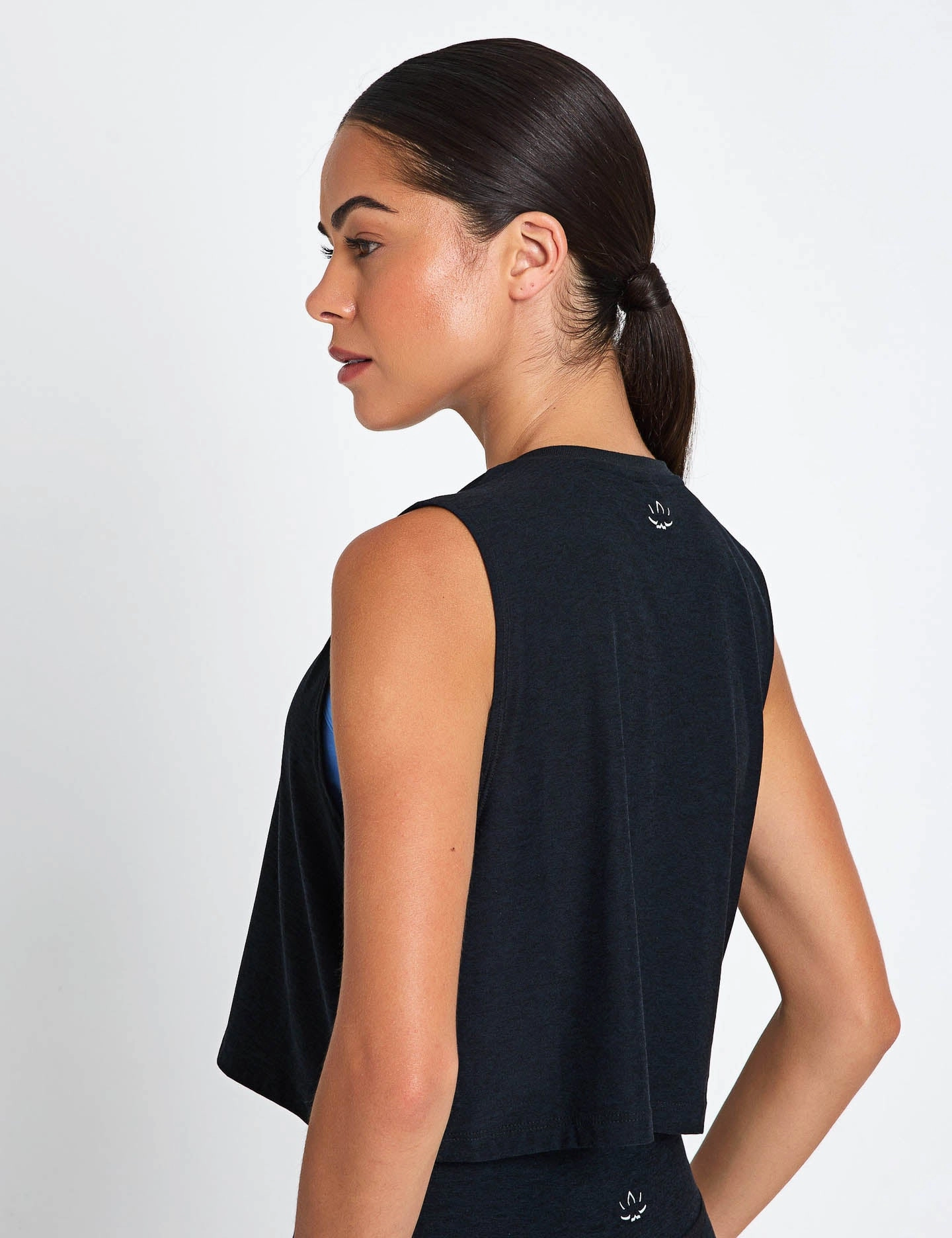 Featherweight Minimal Cropped Tank - Darkest Night Double Stitched Reinforcement port