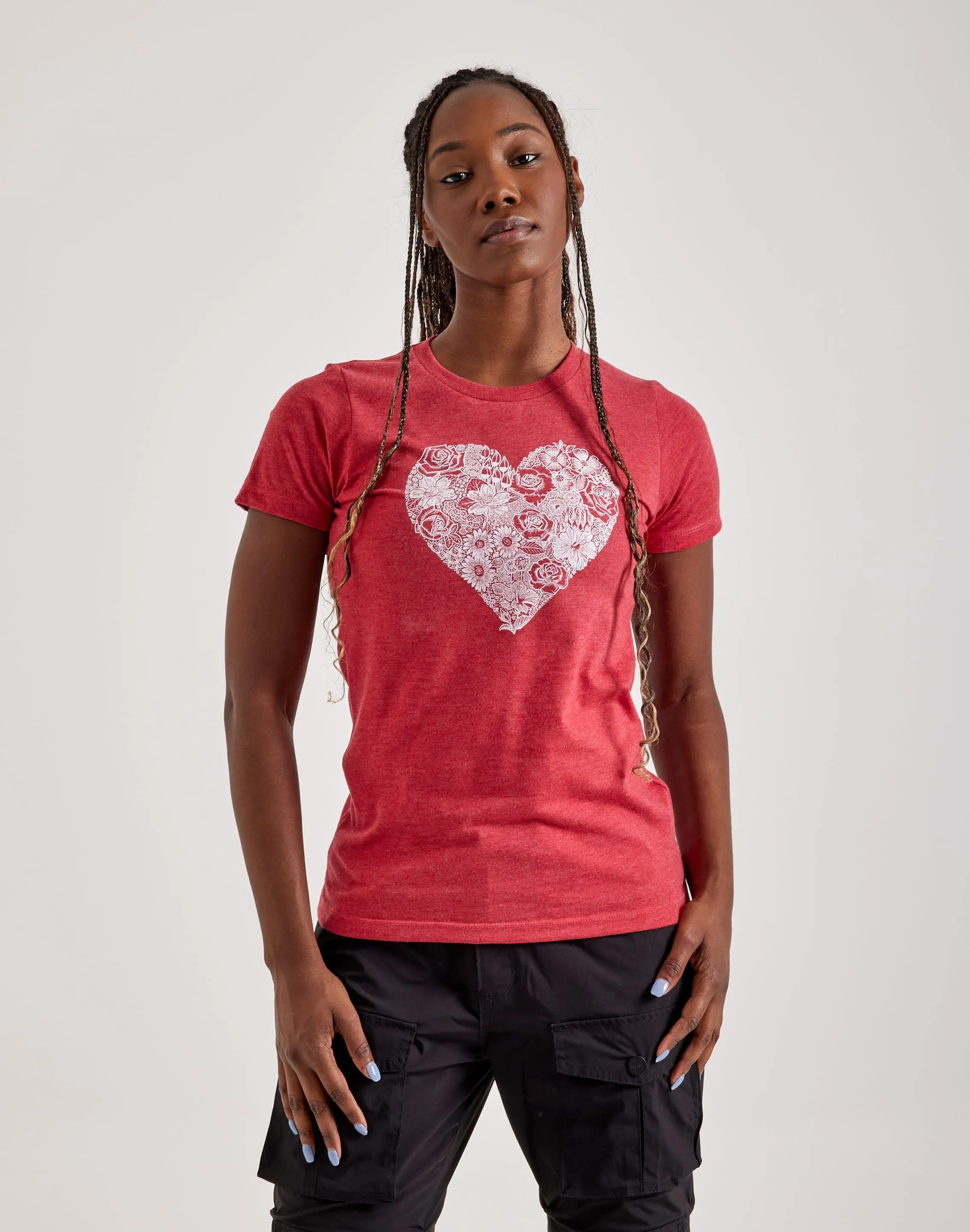 Recycled Polyester StretchWaistband LA Pop Art Heart Flowers Tee