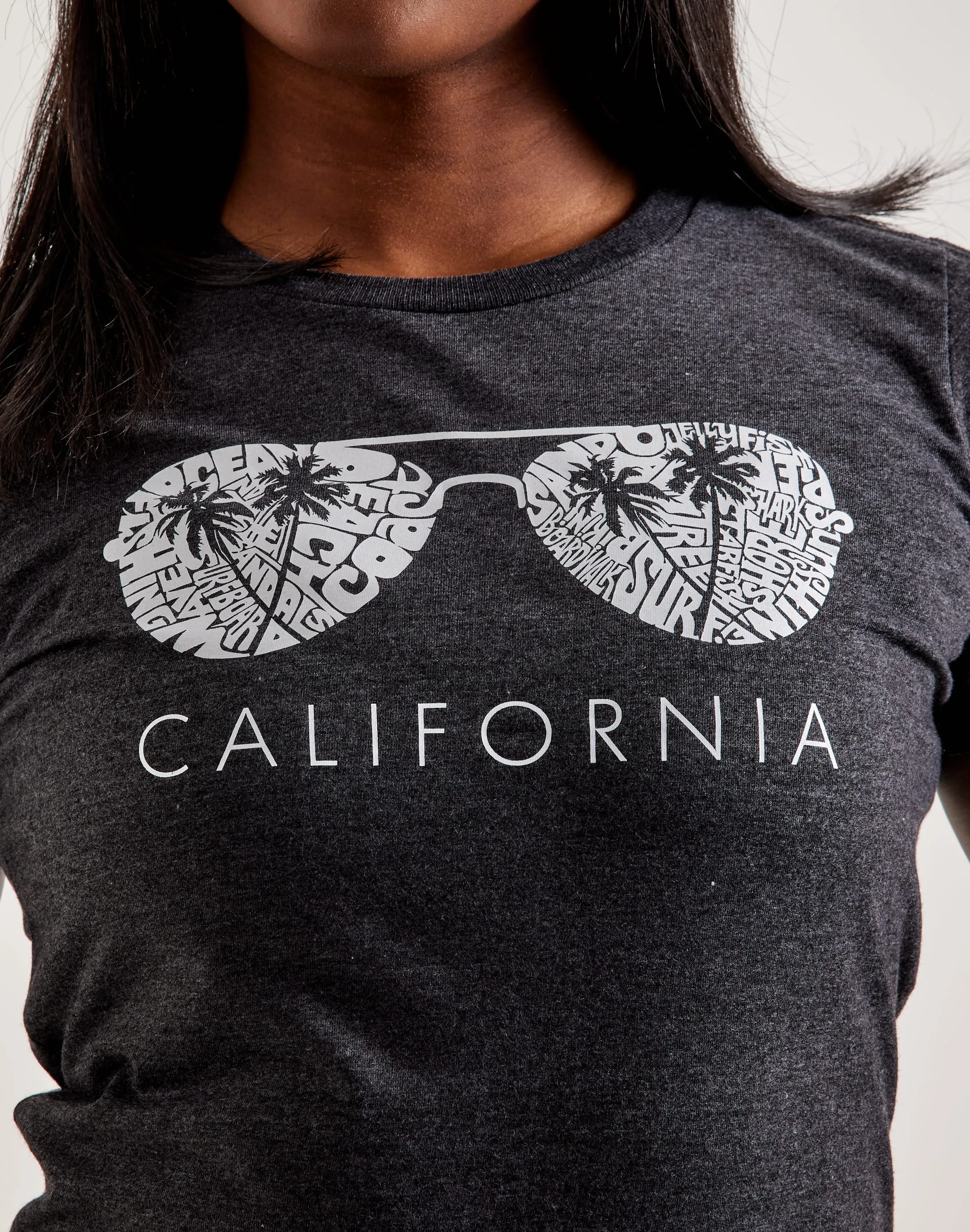 Scandi Clean WrinkleFreeFabric LA Pop Art Word Art California Shades Tee
