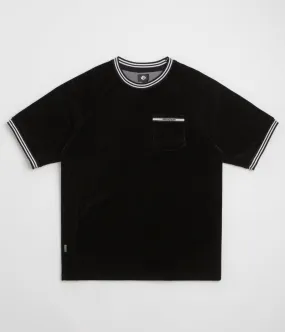 Low-waisted Fitted Magenta Velours Pocket T-Shirt - Black