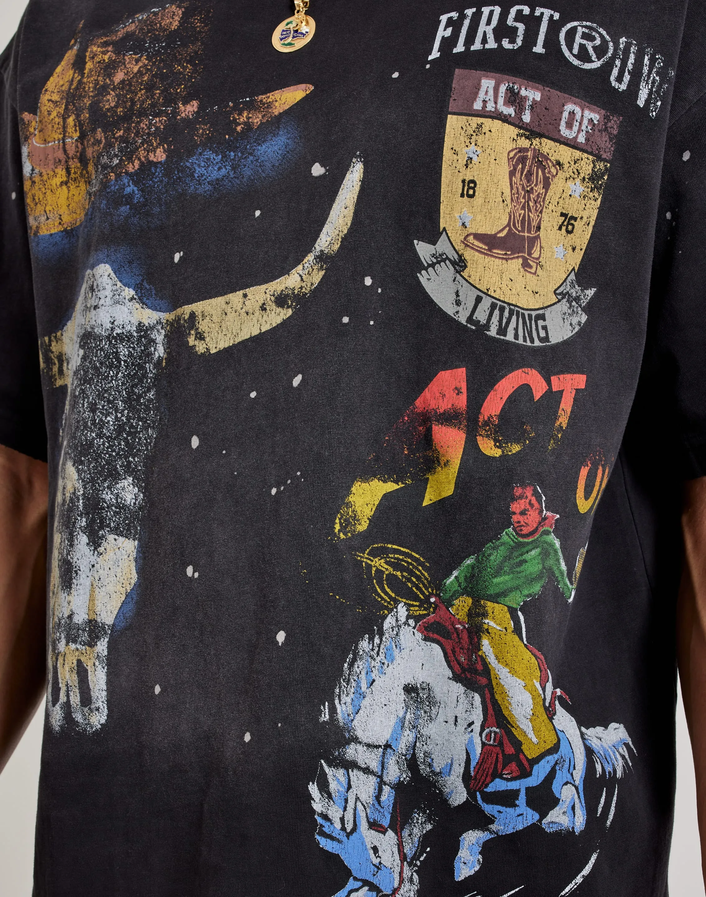 First Row Act Of Cowboys Tee PreShrunkFabric Model Edge