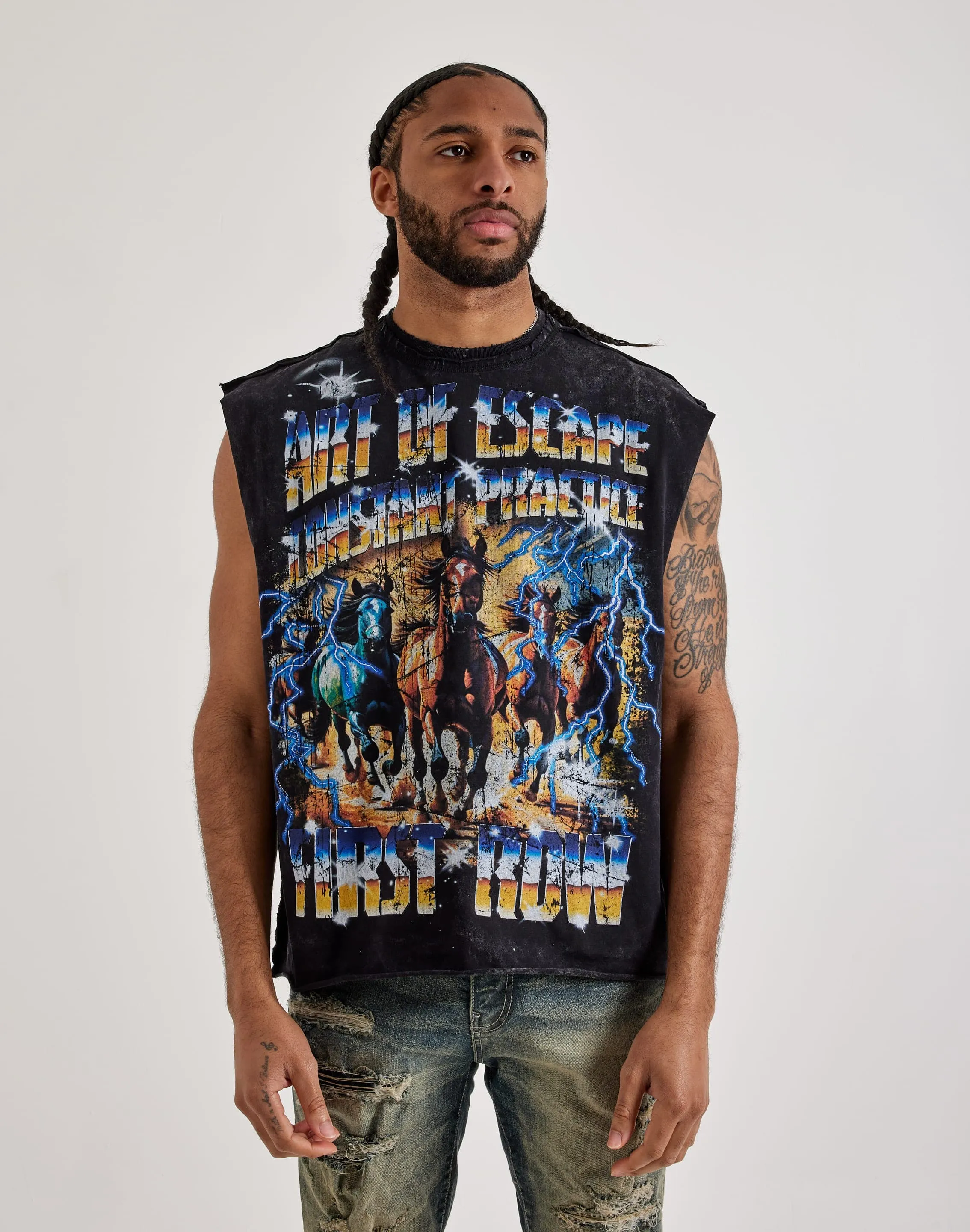 Hero Mode Durable Construction First Row Art Of Escape Sleeveless Tee