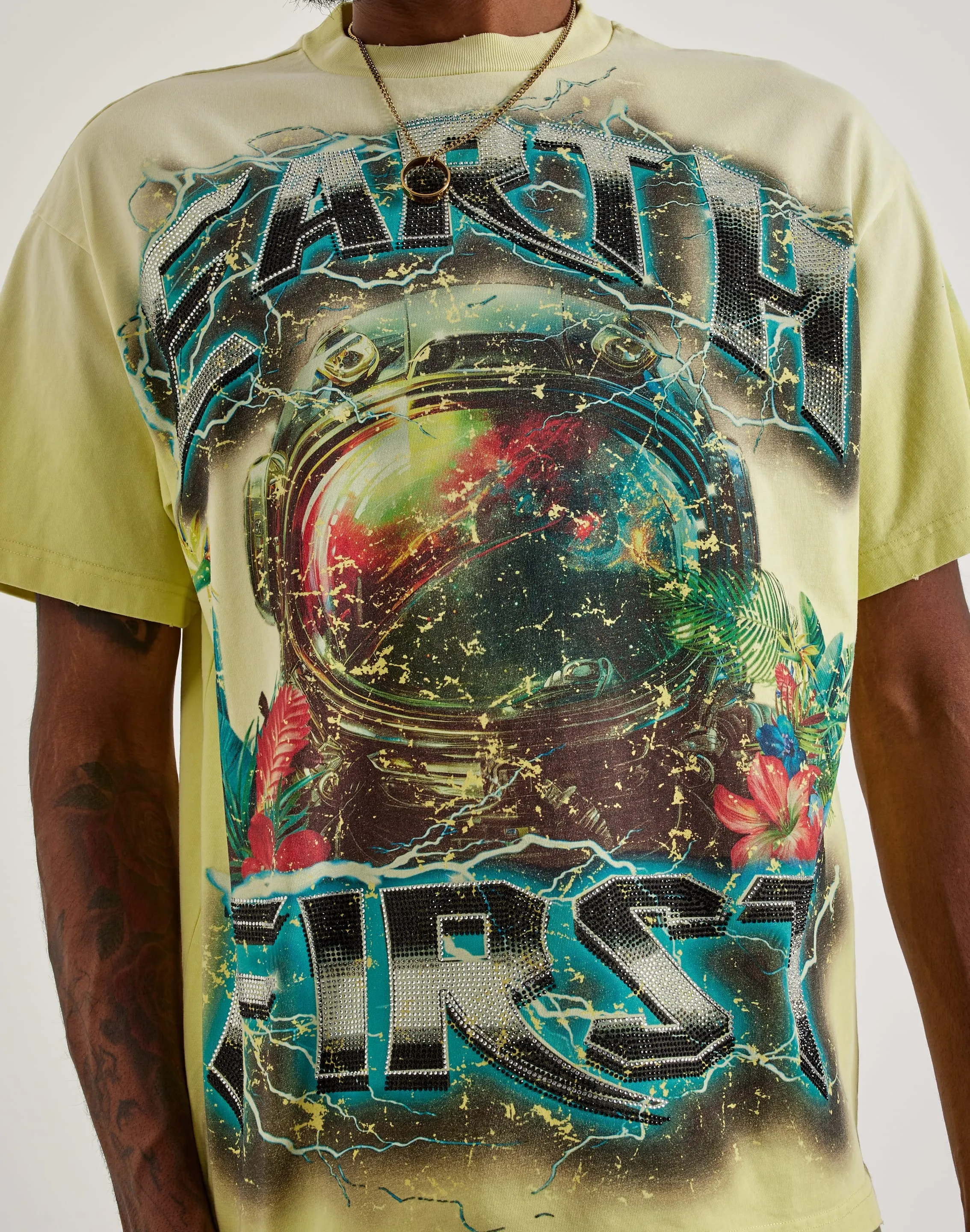 HighElasticity Holiday Glow First Row Earth First Rhinestone Tee