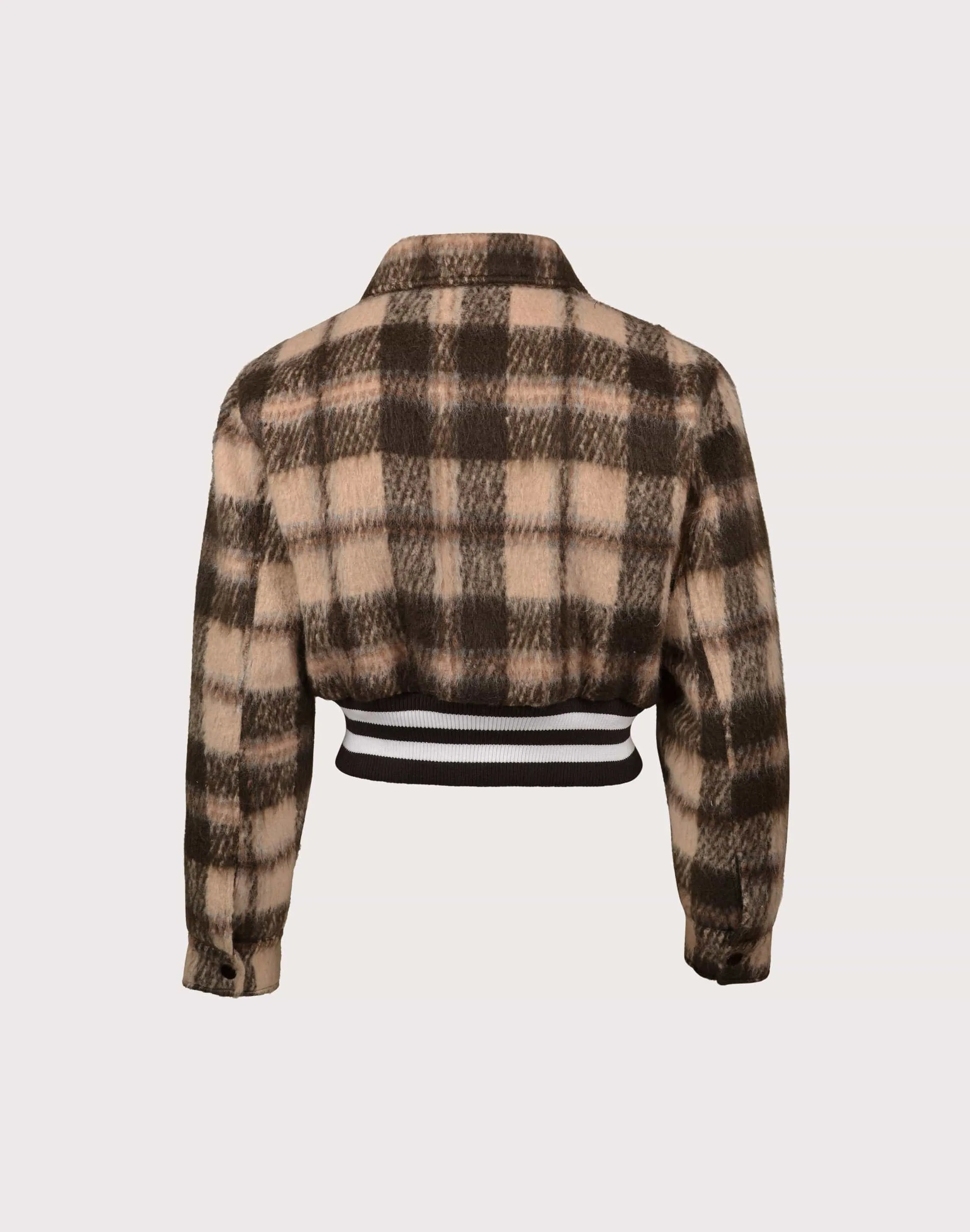 First Row Mohr Plaid Varsity Brown Jacket Adjustable Hem PreShrunkFabric