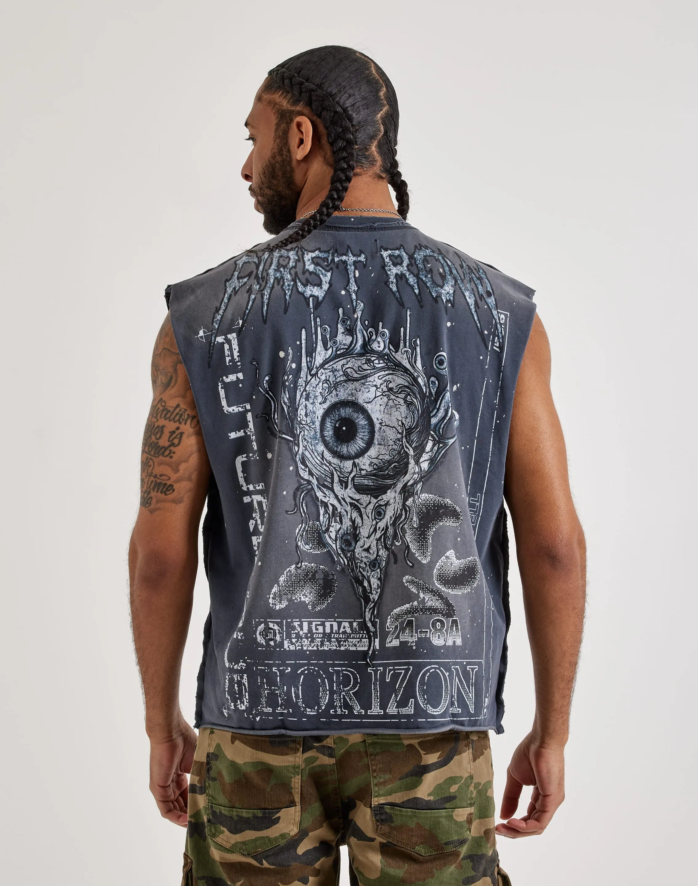 First Row Stay Curious Sleeveless Tee Heart Glow AdjustableWaist