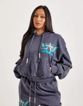 First Row Washed Graphic Pullover Hoodie Road Look Easy Breath