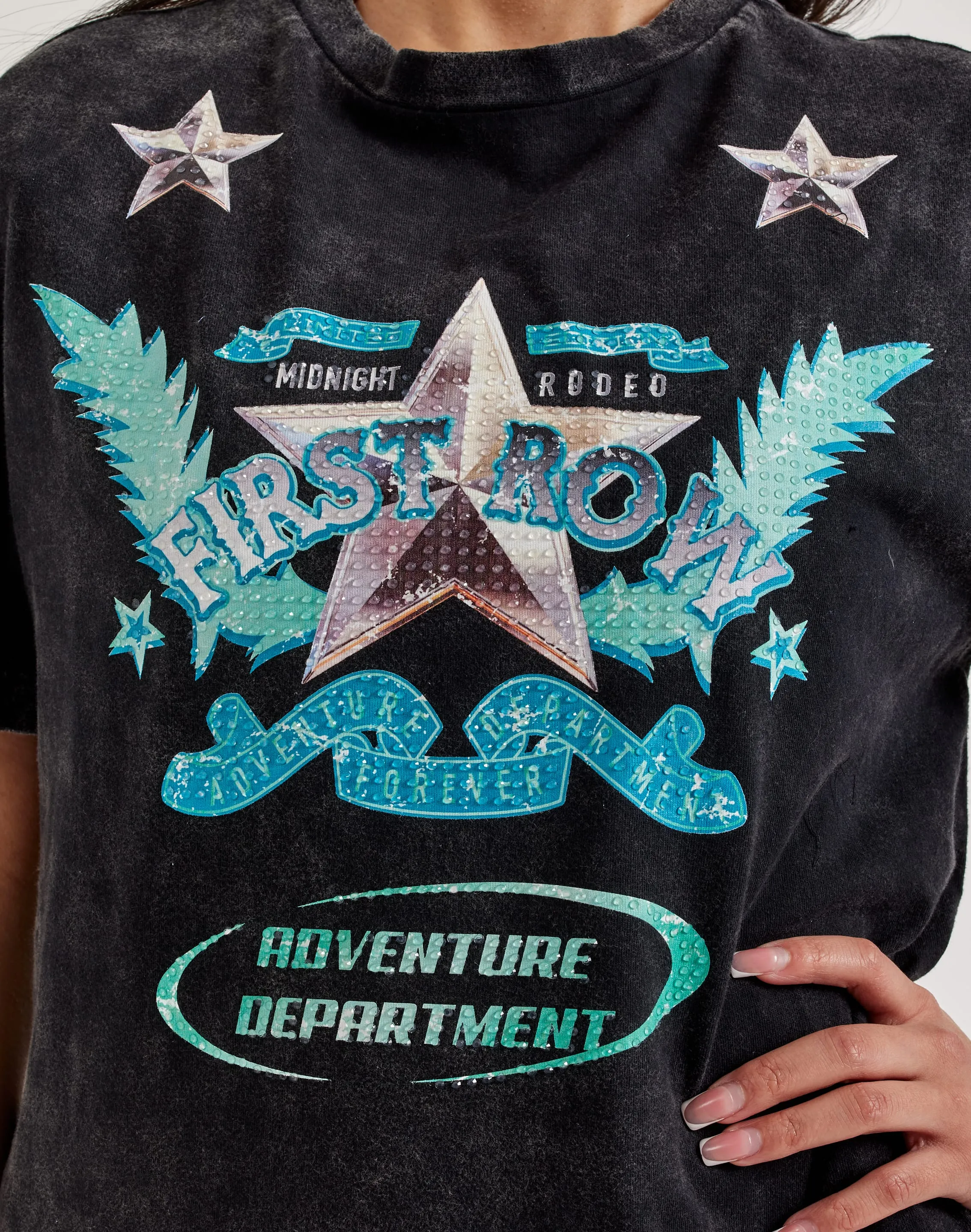 SlipResistantHem First Row Washed Graphic Tee