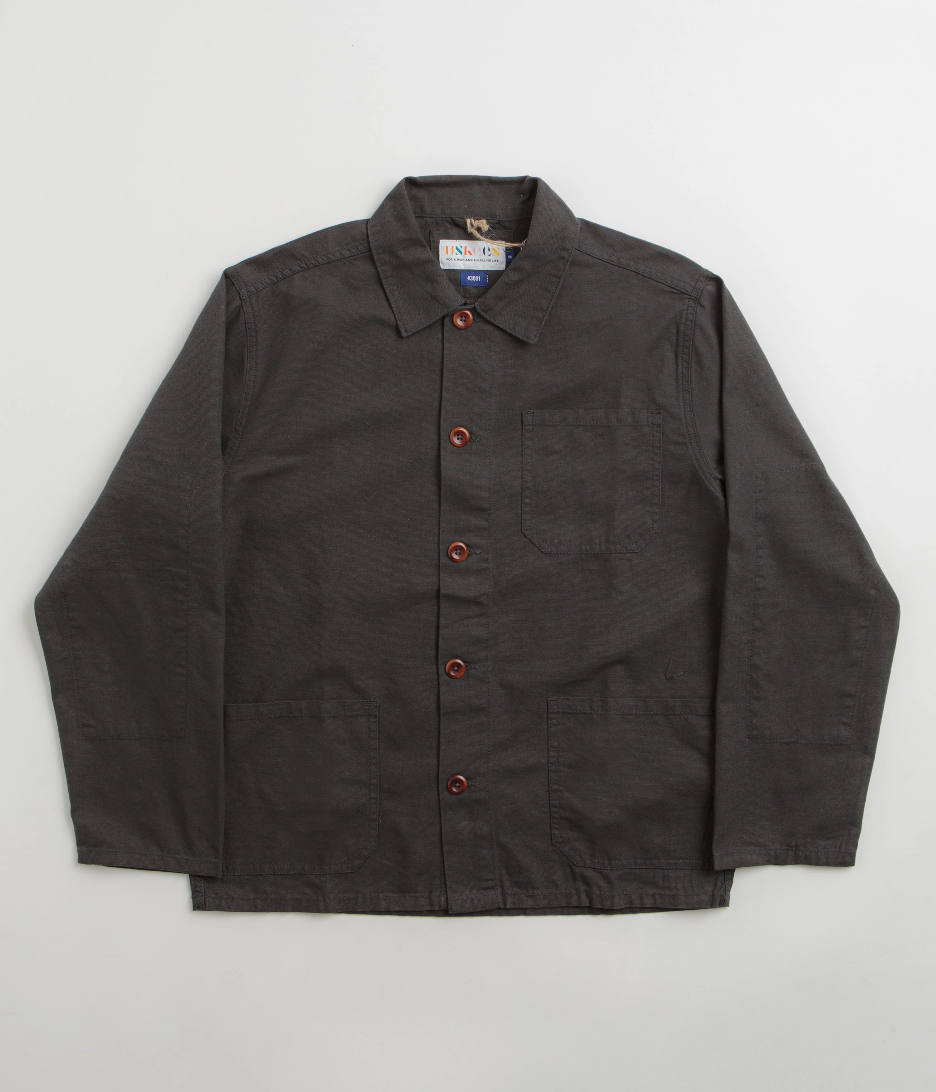 Uskees 3001 Buttoned Overshirt - Charcoal Essential Warmth Exhibit