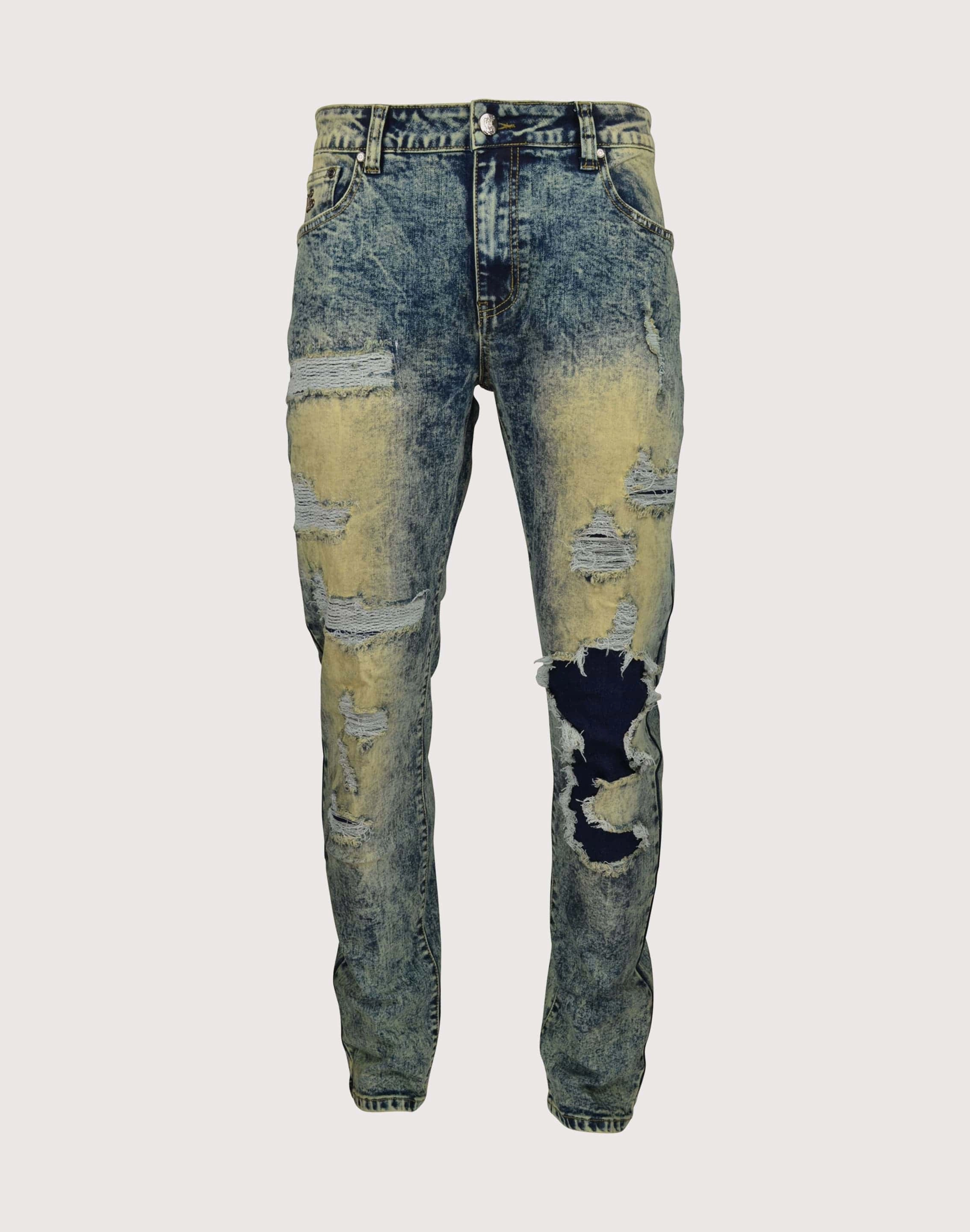 Grindhouse Vintage Wash With Rips Slim Fit Jeans Serene Ease Champion Glow