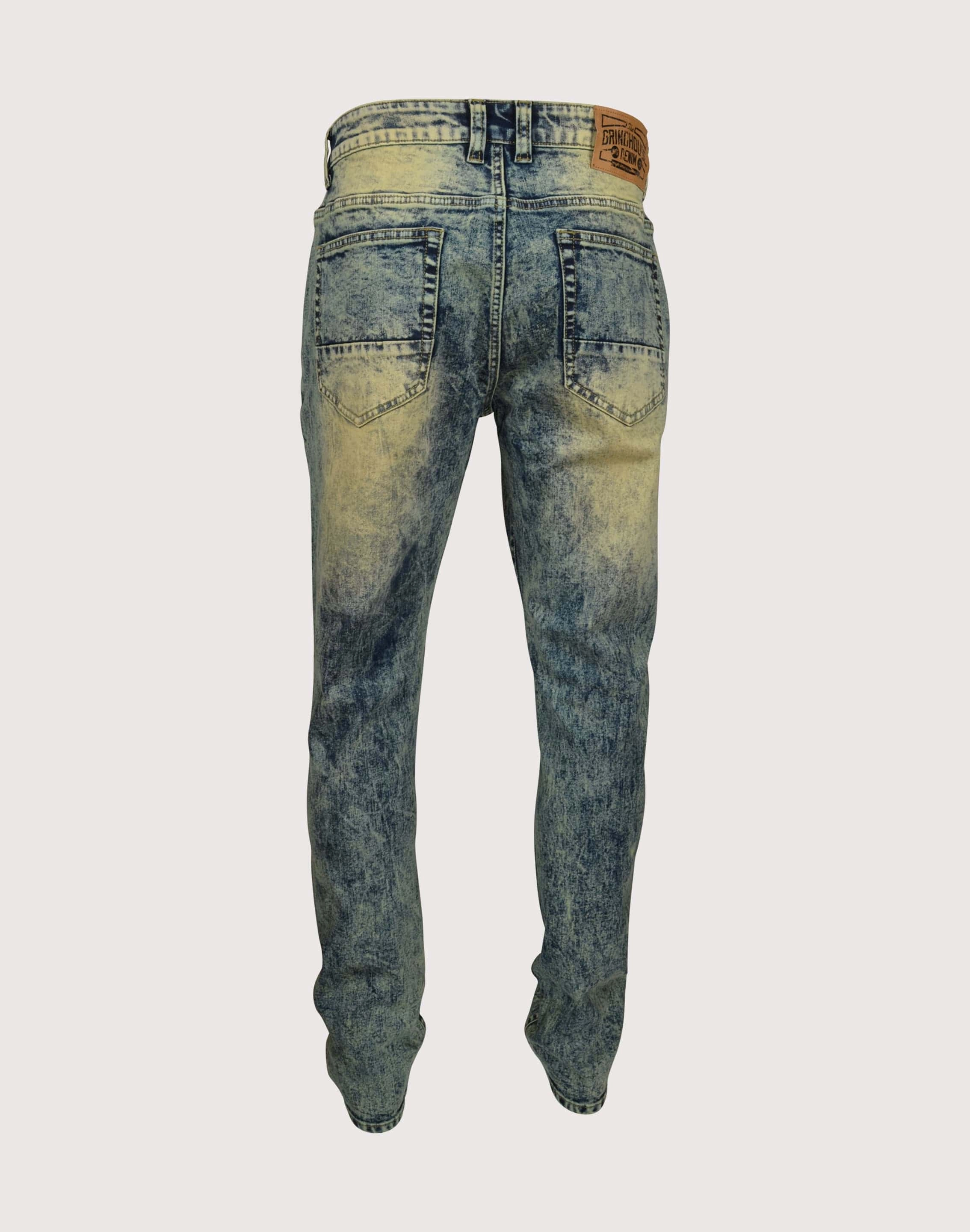 Grindhouse Vintage Wash With Rips Slim Fit Jeans Wide Glow