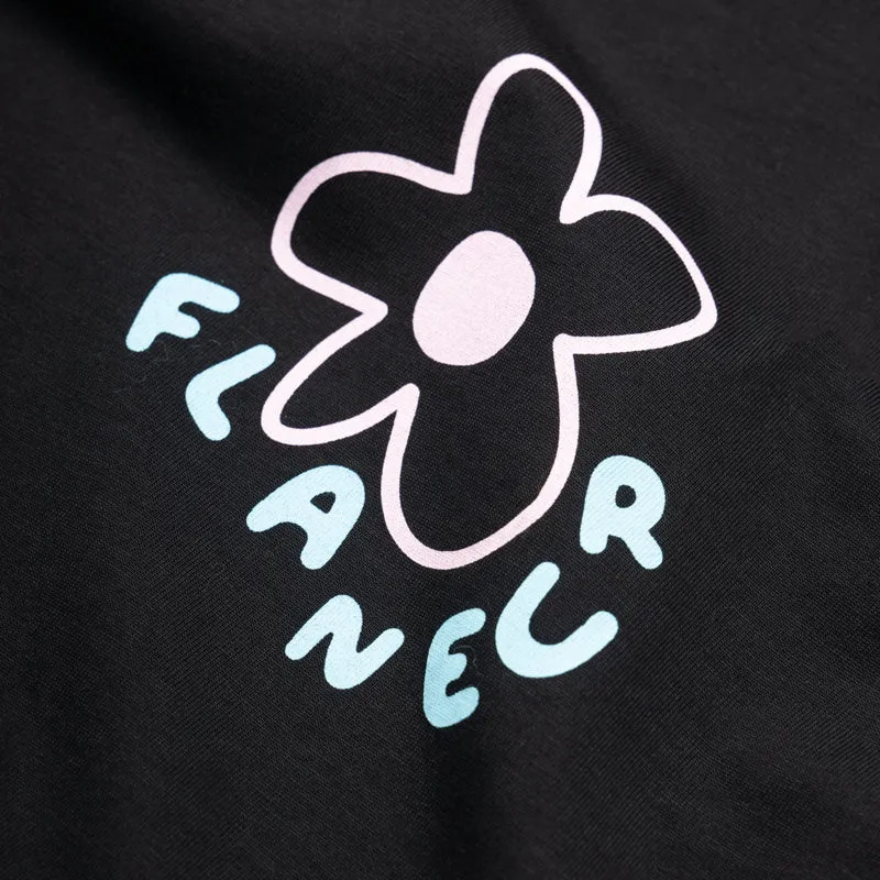 Flaneur Blossom Tee - Black Brushed Cotton Blend