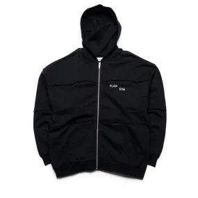 Thermal Lining Flaneur Cut & Sew Zip Up Hoodie - Black