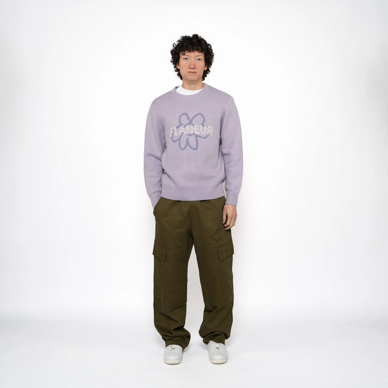 Flaneur Flower Doodle Jacquard Sweater - Purple
