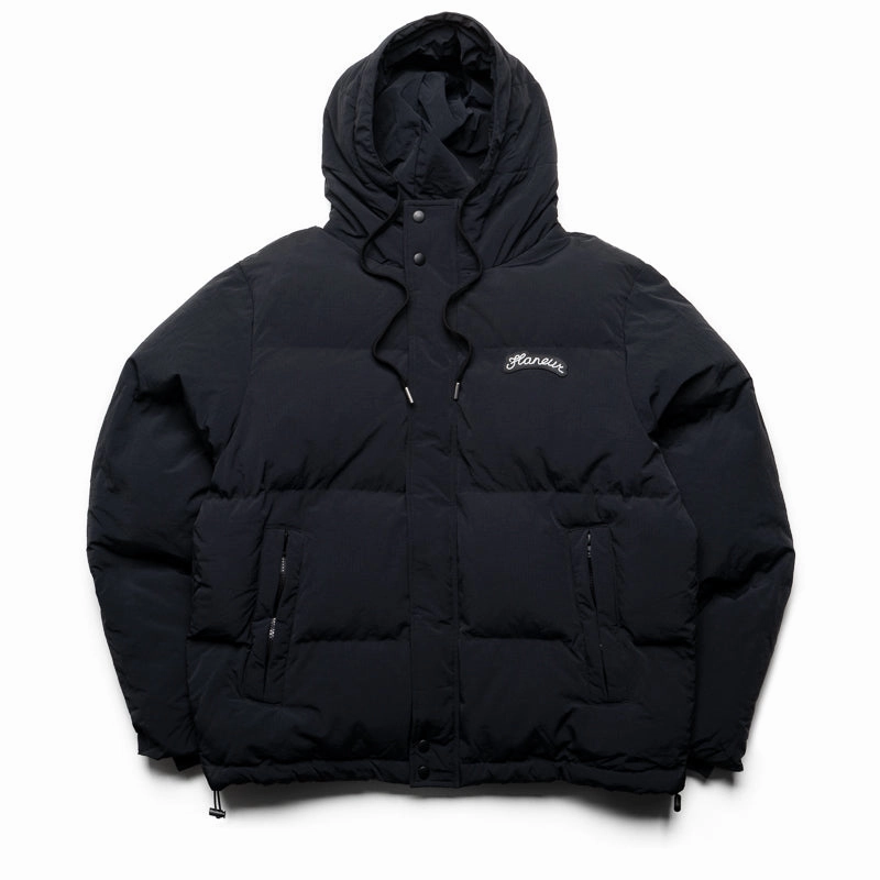 Adjustable Drawstrings Comfort Fit Silhouette Flaneur Puffer Jacket - Black