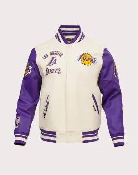 Pro Standard NBA Los Angeles Lakers Retro Classic Rib Wool Varsity Jacket HighCollared Design QuickReleaseClosure