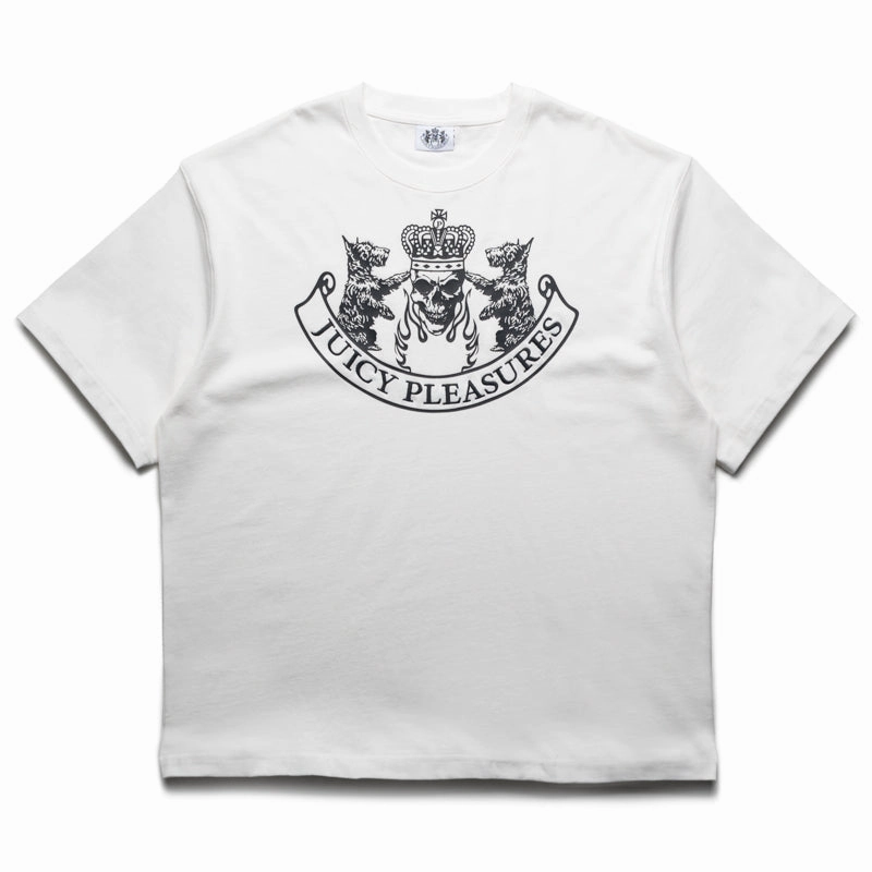 Pleasures Skull Crest Heavyweight Tee - White gym event Garment Washed Texture