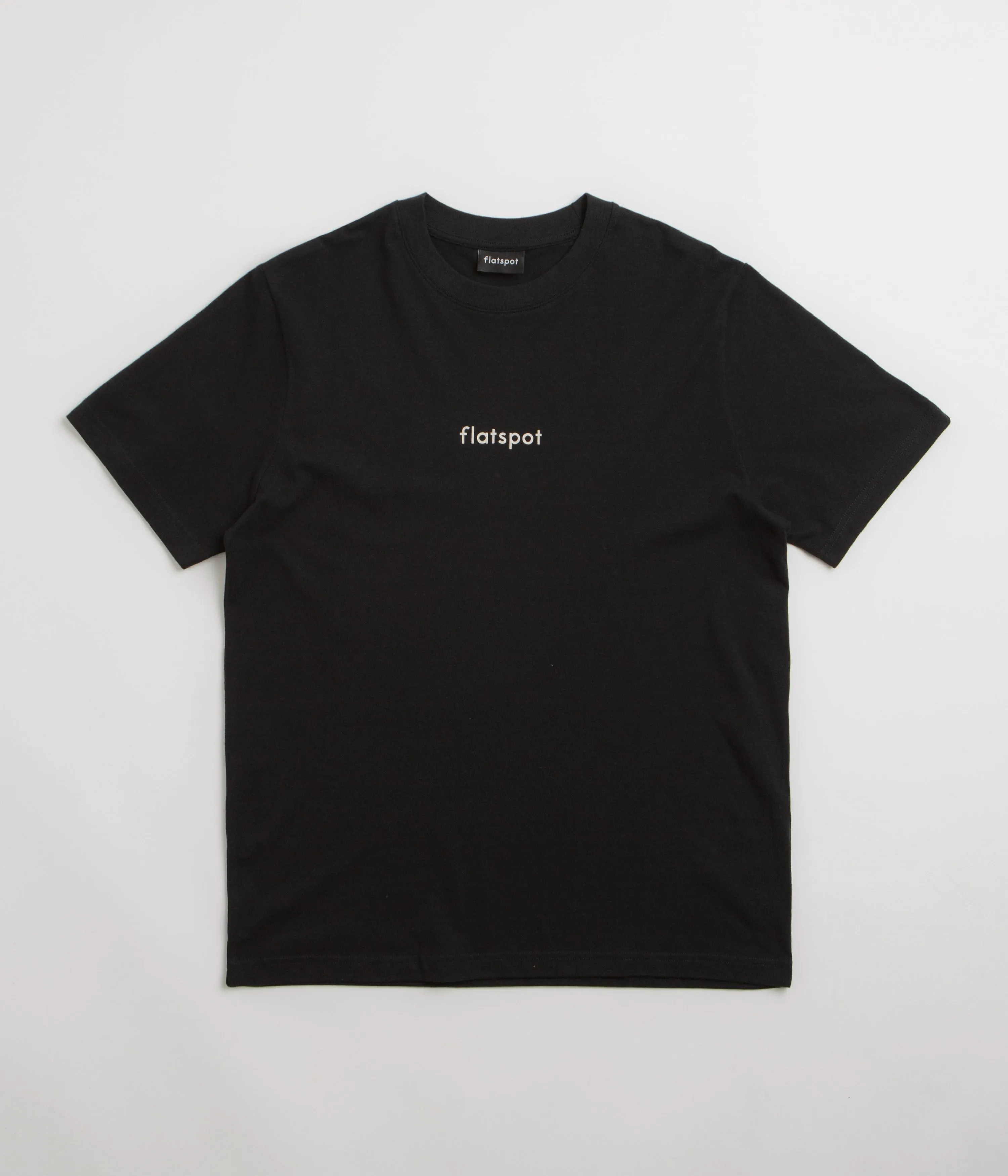 flatspot Lowercase Logo T-Shirt - Black Trendy Waist Cuffed Sleeves