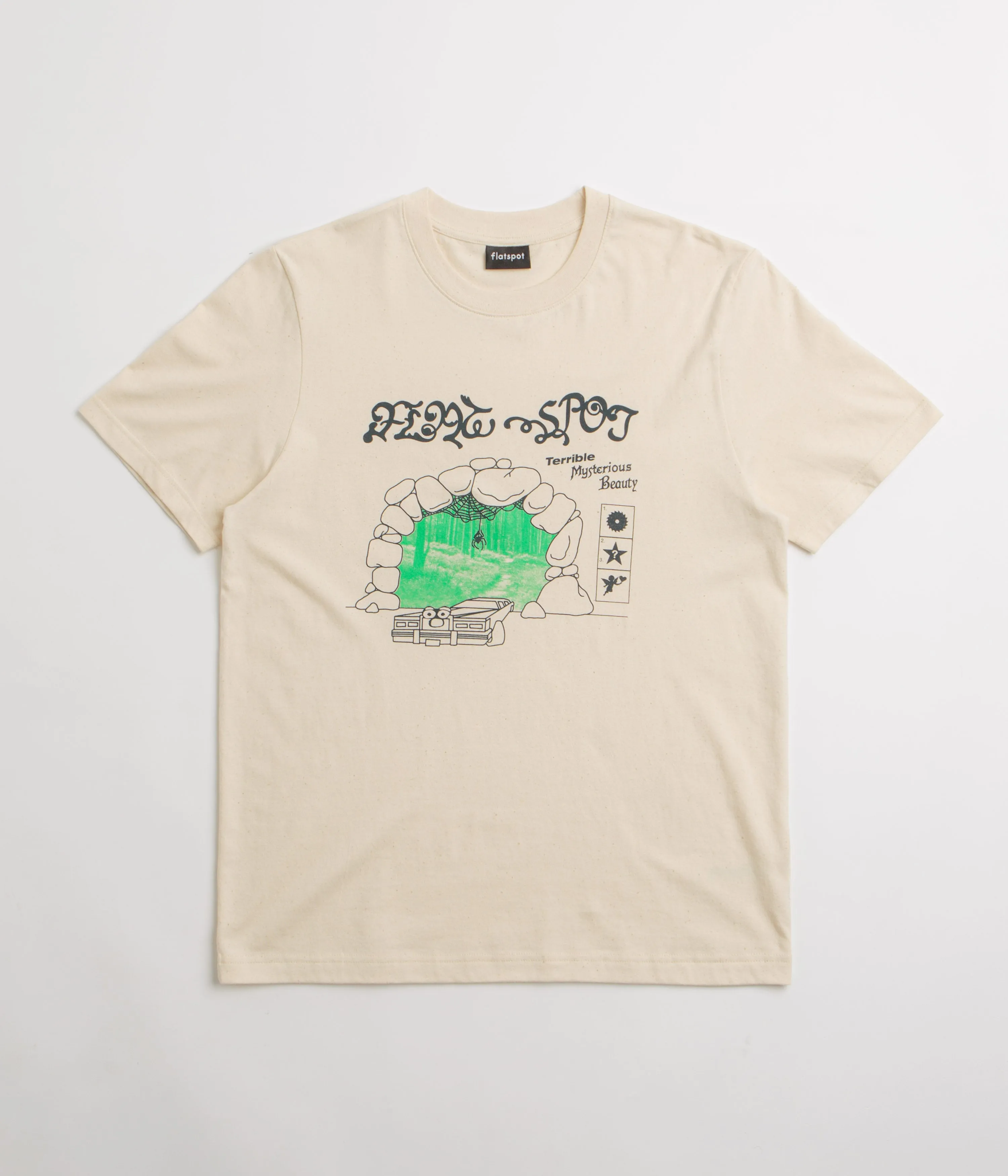 flatspot Terrible Mysterious Beauty T-Shirt - Natural Raw label