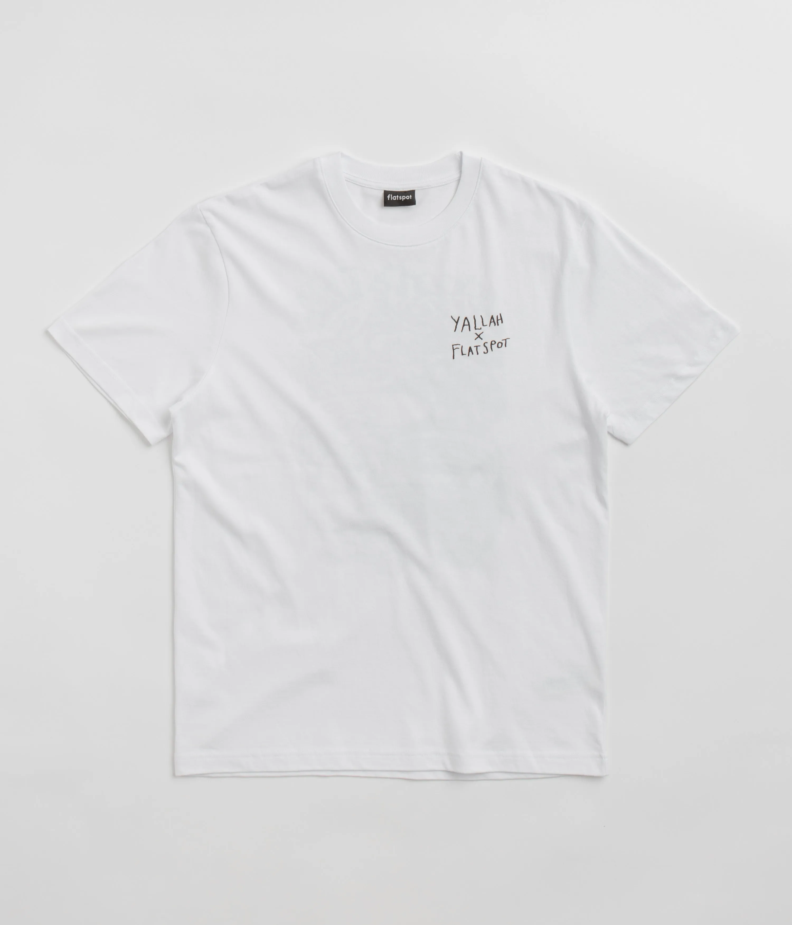 flatspot x Yallah T-Shirt - White Long Lasting Color Retention Cold Climate