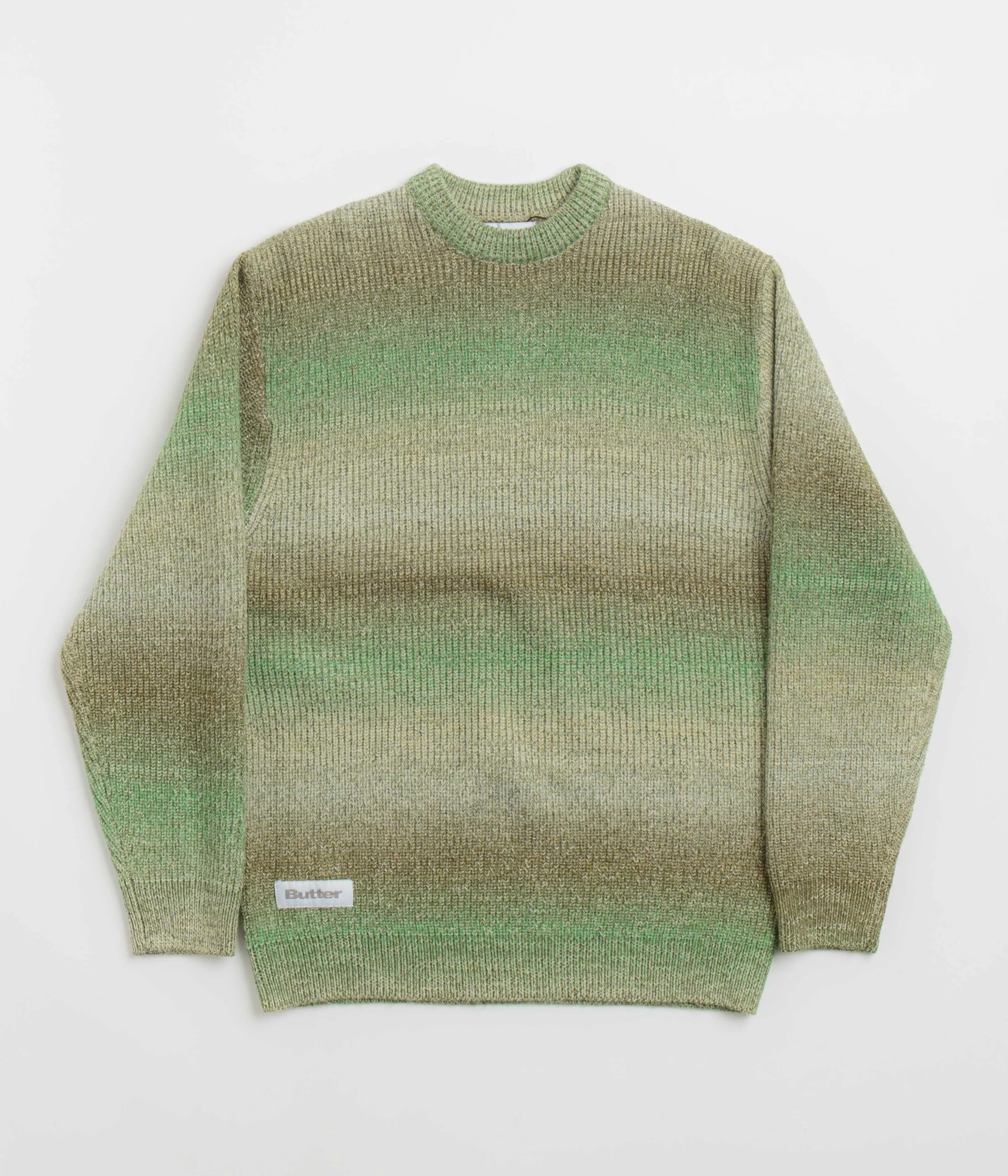 Butter Goods Beams Knit Sweatshirt - Pesto Fade Resistant Weekend Comfort
