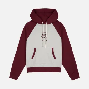 Wonder Fit FLEECE LOGO HEAD RAGLAN HOODIE - OATMEAL MAROON