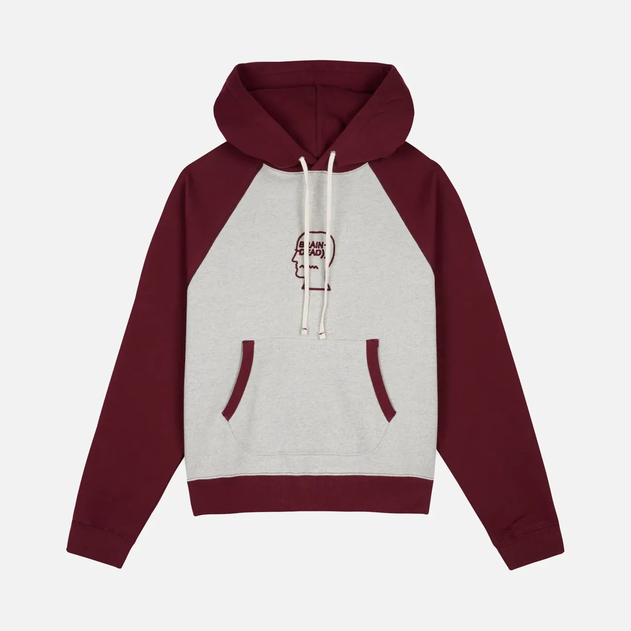 Wonder Fit FLEECE LOGO HEAD RAGLAN HOODIE - OATMEAL MAROON