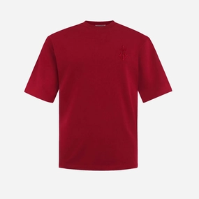 ALMOST GODS | ALPHA CROSS EMBROIDERED TEE { RED Sharp Cut
