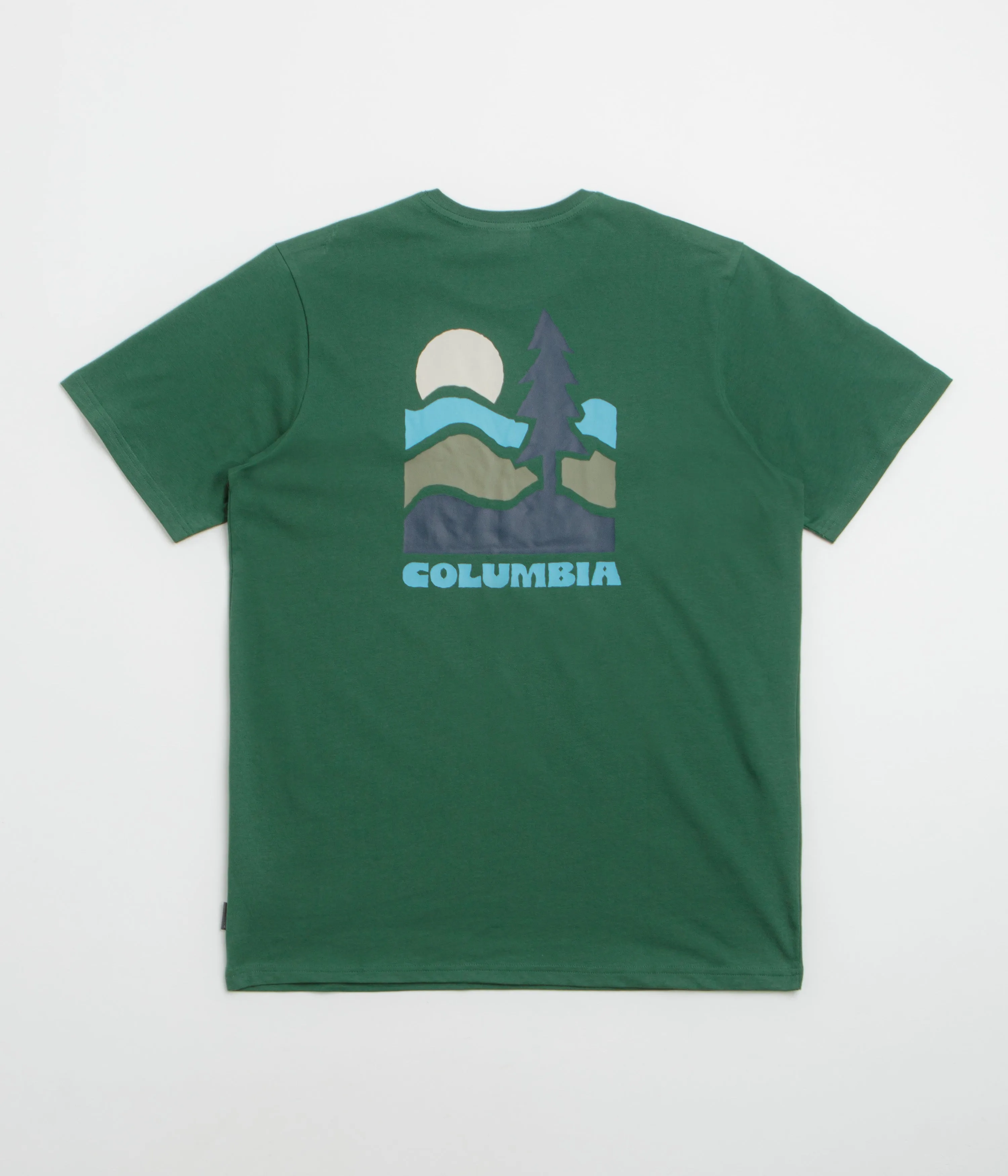 peak season badminton venue Columbia Explorers Canyon Back T-Shirt - Rain Forest / Get Hiked