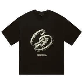 Criminal Damage Ribbon Logo Tee - Black Yoga class