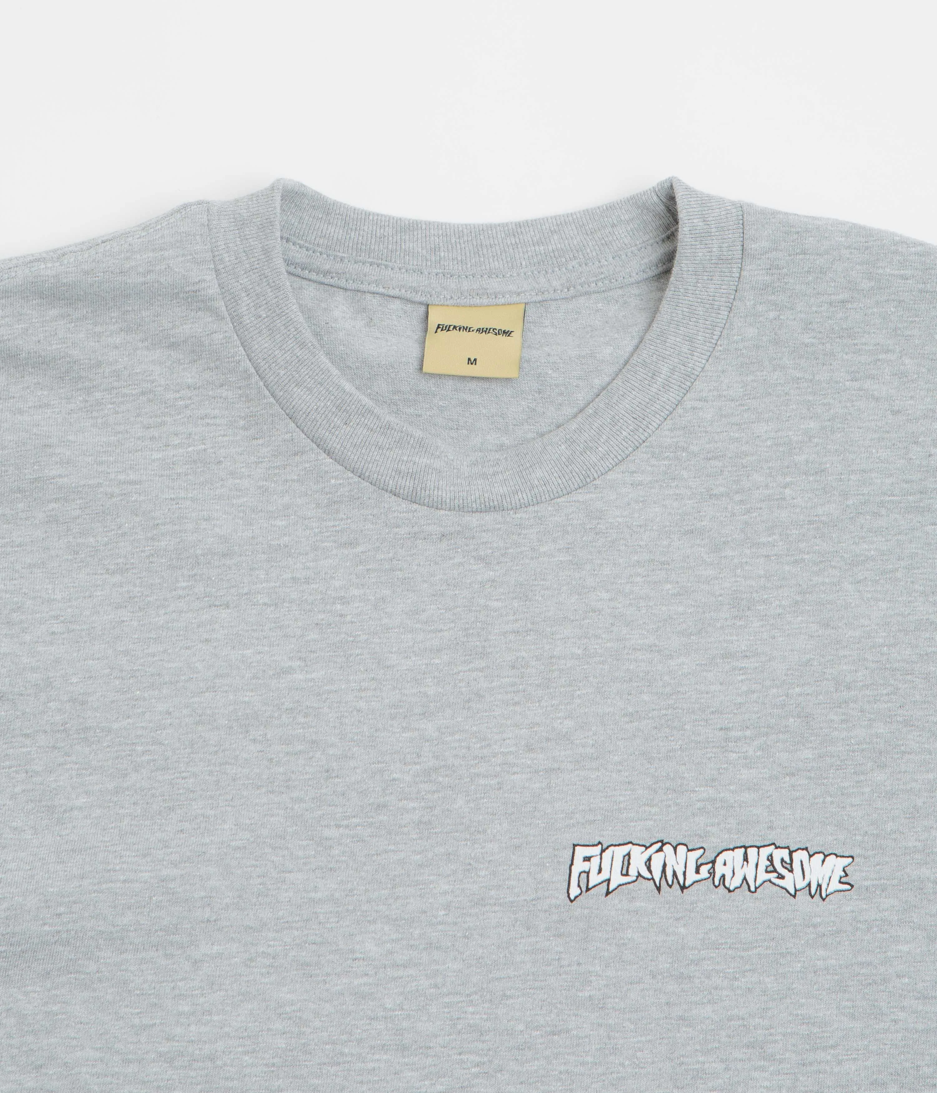 Cuffed Sleeves Mall Fucking Awesome Believe T-Shirt - Grey Heather