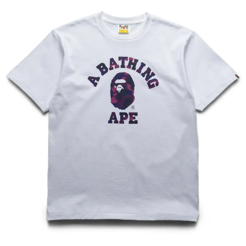 A Bathing Ape Color Camo College Tee - White/Purple Vintage Look Swimwear